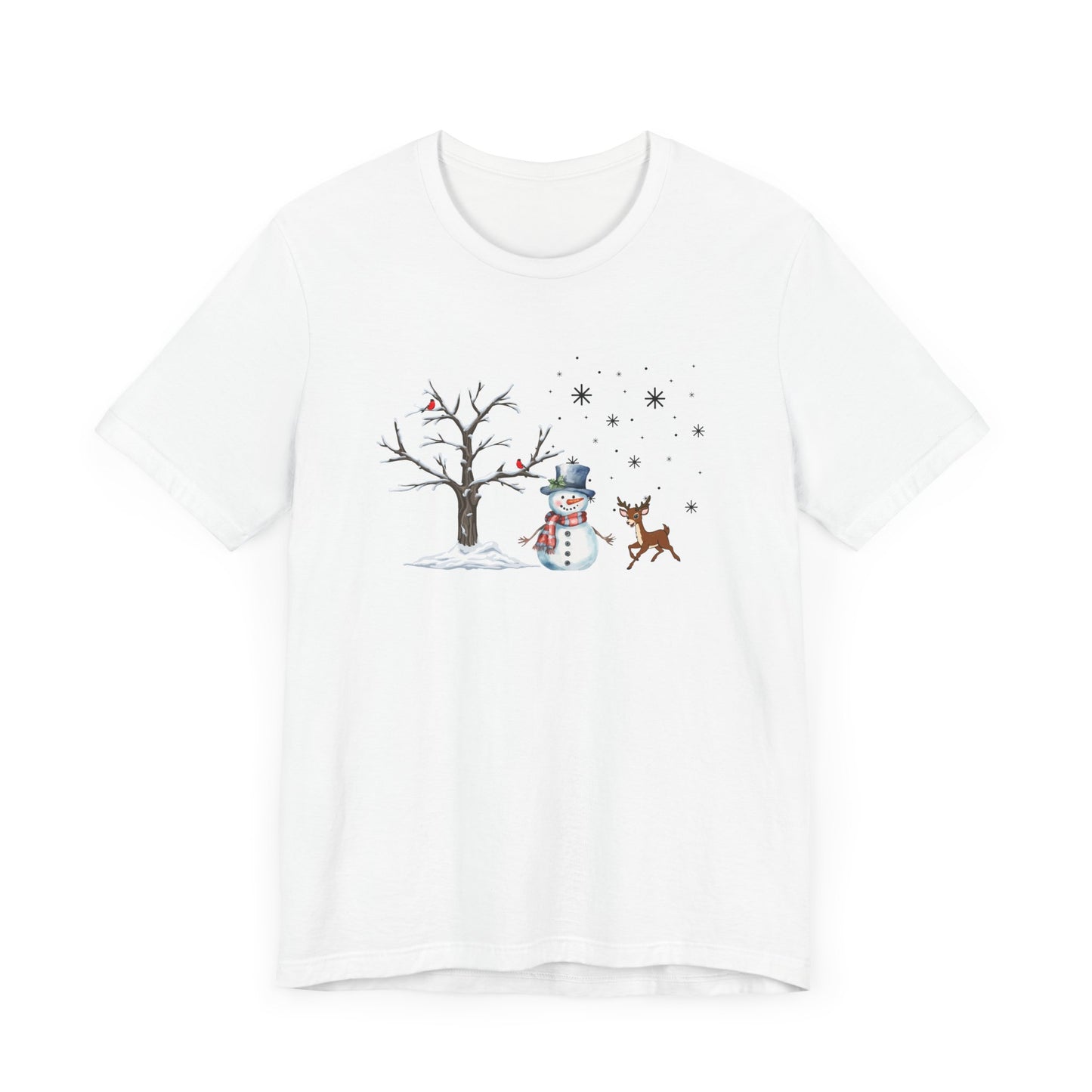 Snowman with Twinkle - Unisex Jersey Short Sleeve Tee