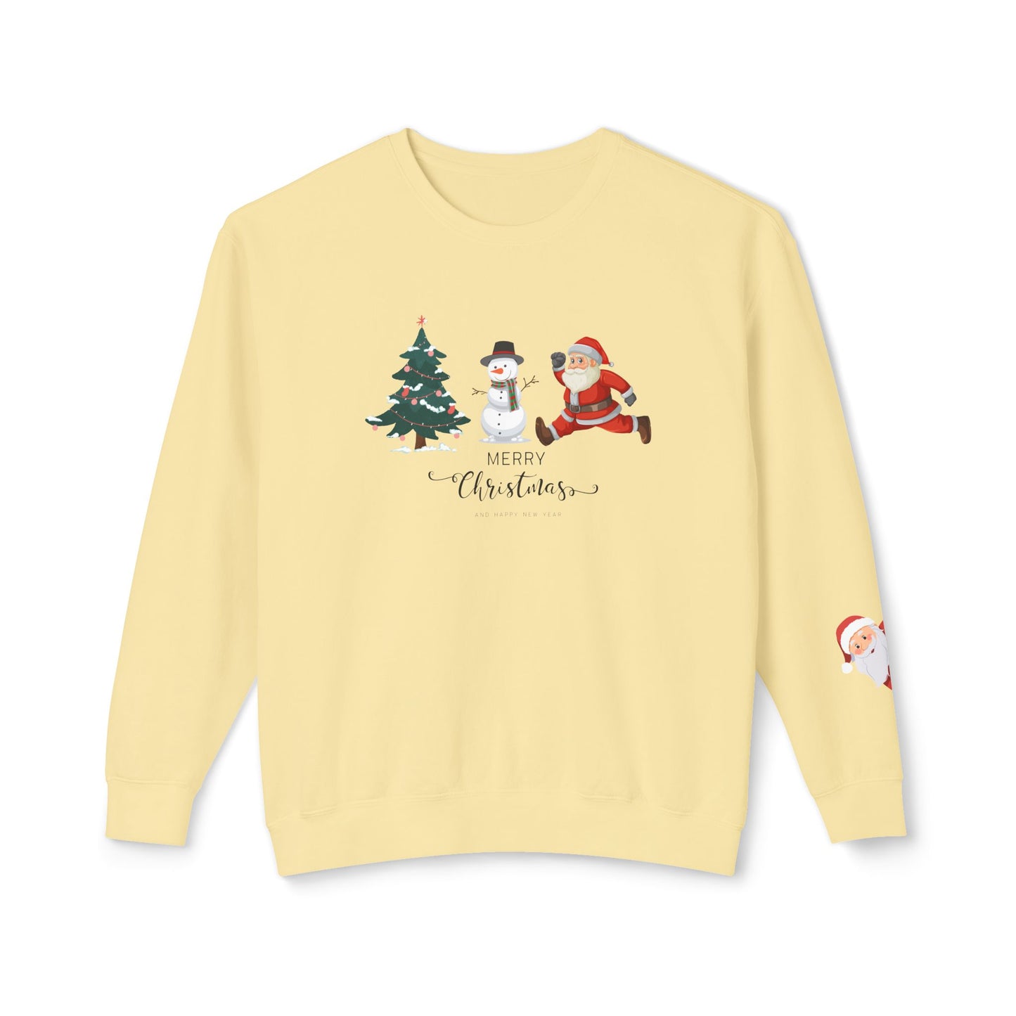 Christmas Tree, Snowman & Santa - Unisex Lightweight Crewneck Sweatshirt - 10392