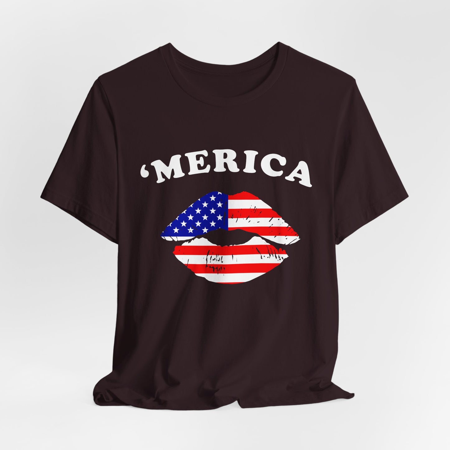 'Merica Unisex Jersey Tee, Patriotic Short Sleeve Shirt, USA Flag Design, Independence Day Apparel, Festival Wear, Summer Casual - 13519