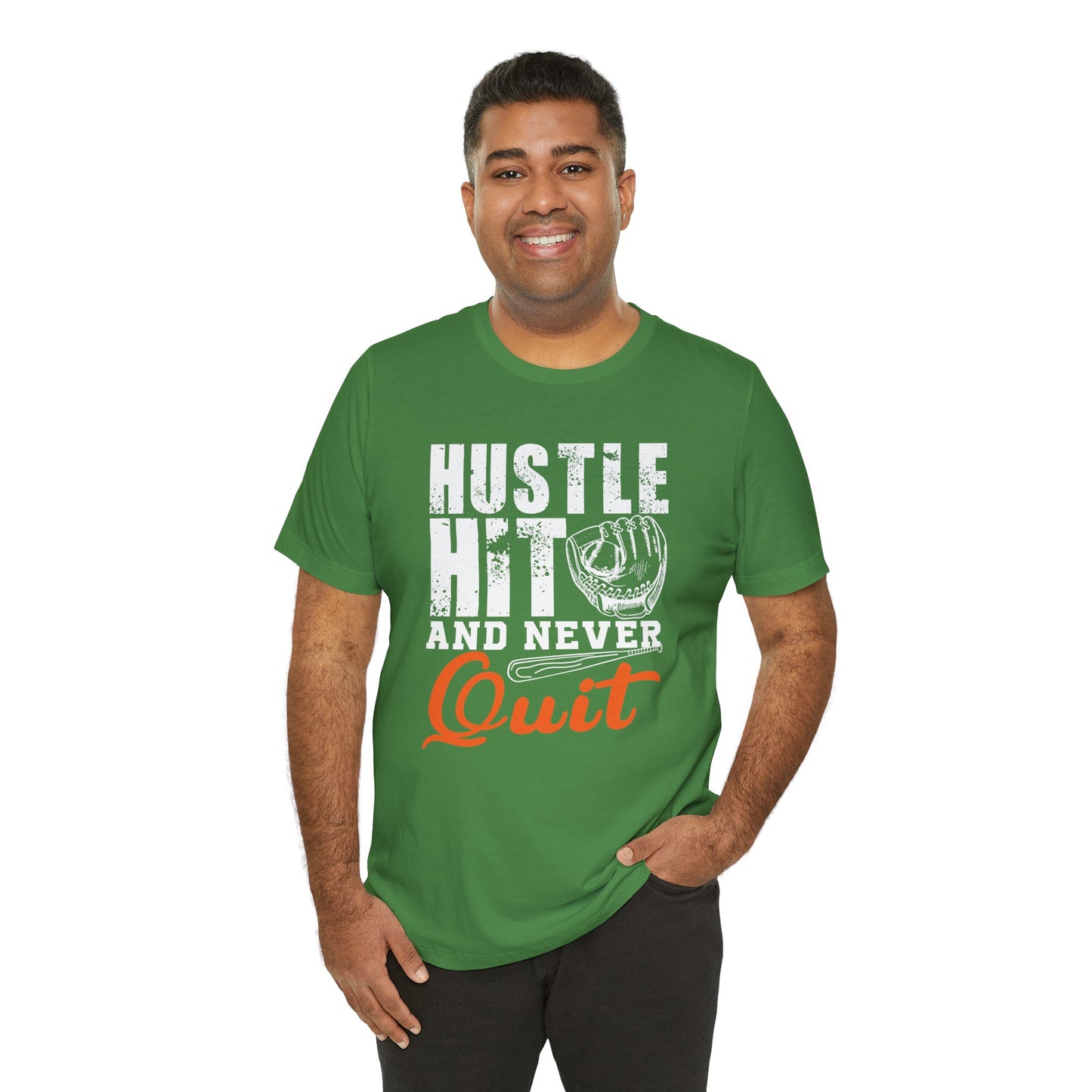 Baseball: Hustle Hit And Never Quit - Unisex Jersey Short Sleeve Tee