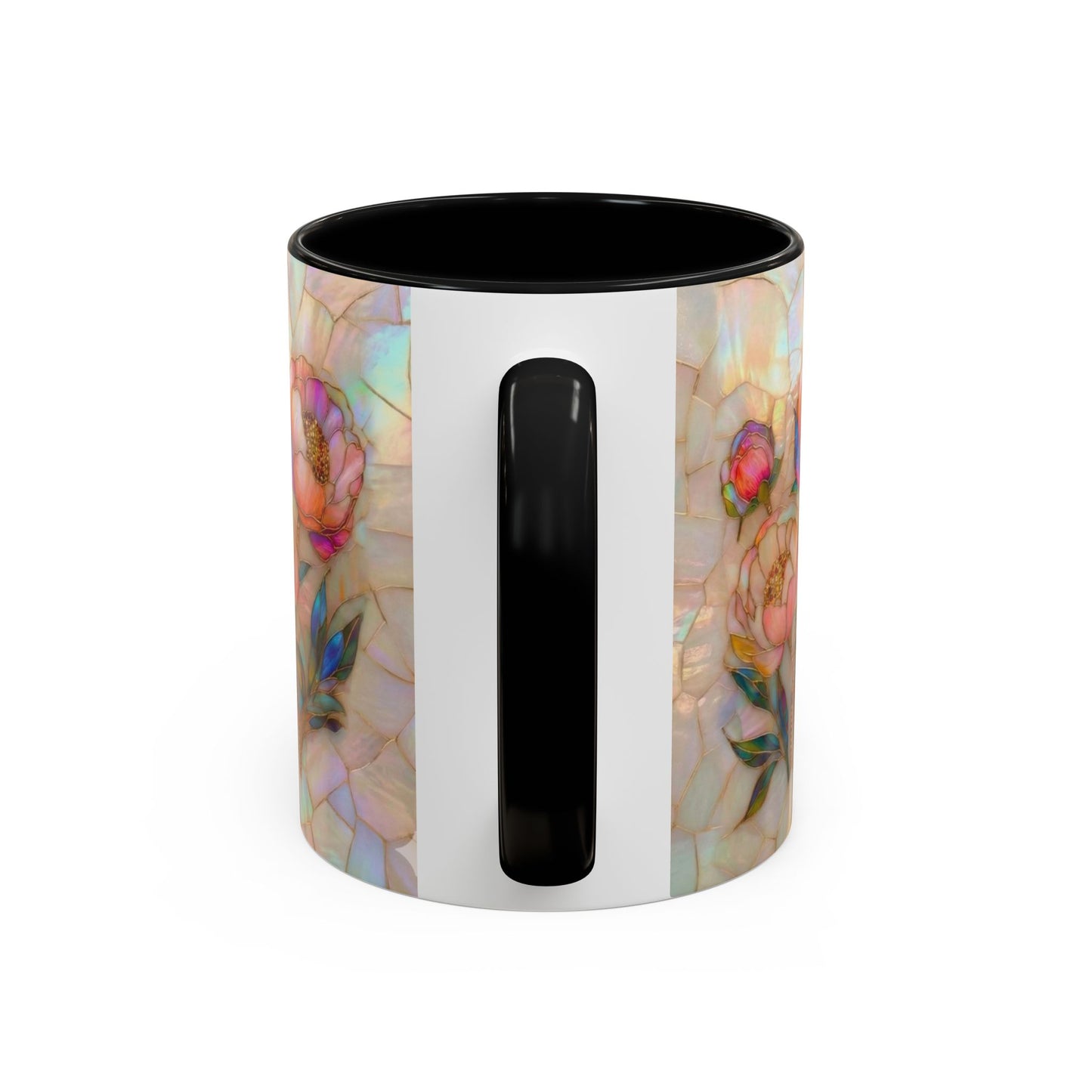 Peony Stained Glass Accent Coffee Mug – Floral Art 11/15oz - 14519