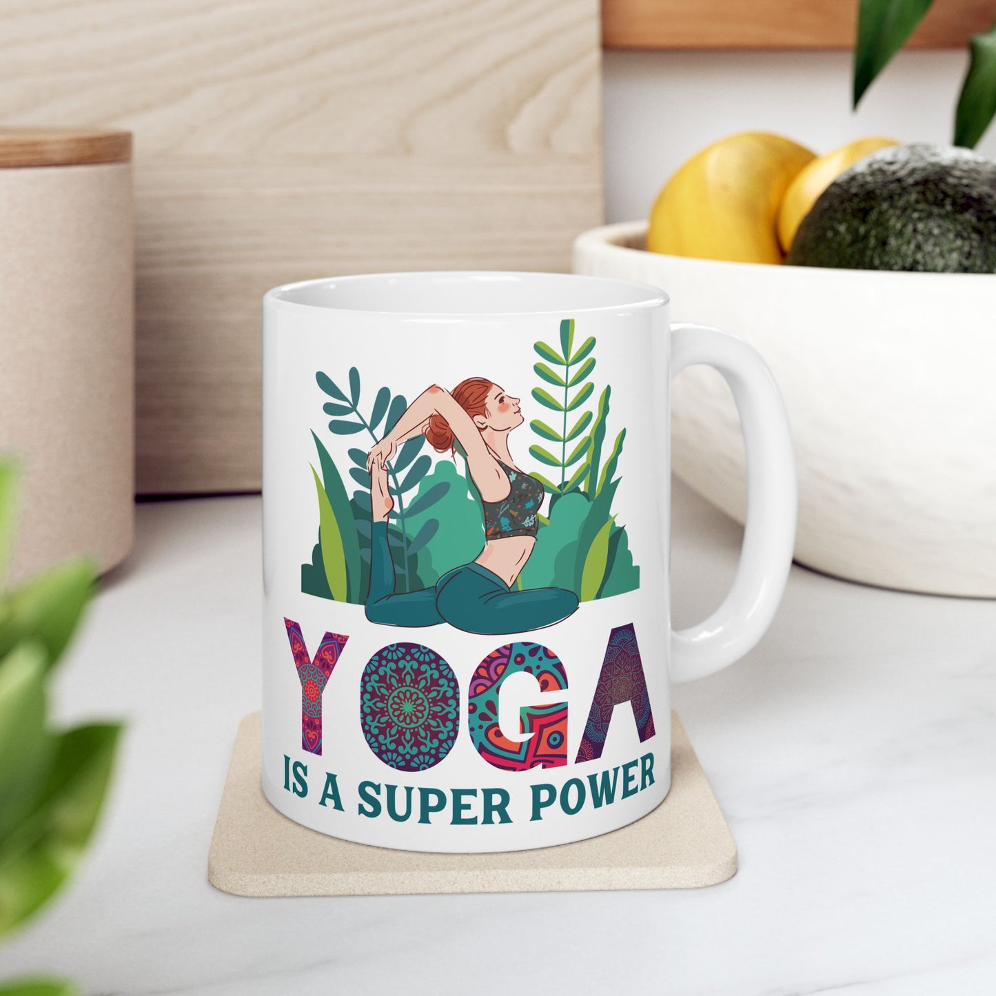 Yoga Power Ceramic Mug – Positive Affirmation Coffee Cup, Yoga Lover Gift - 13152