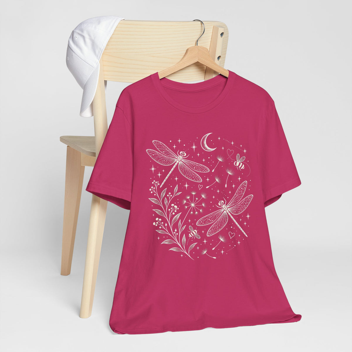 Dragonfly Moon T-Shirt, Whimsical Celestial Nature Tee - 14518
