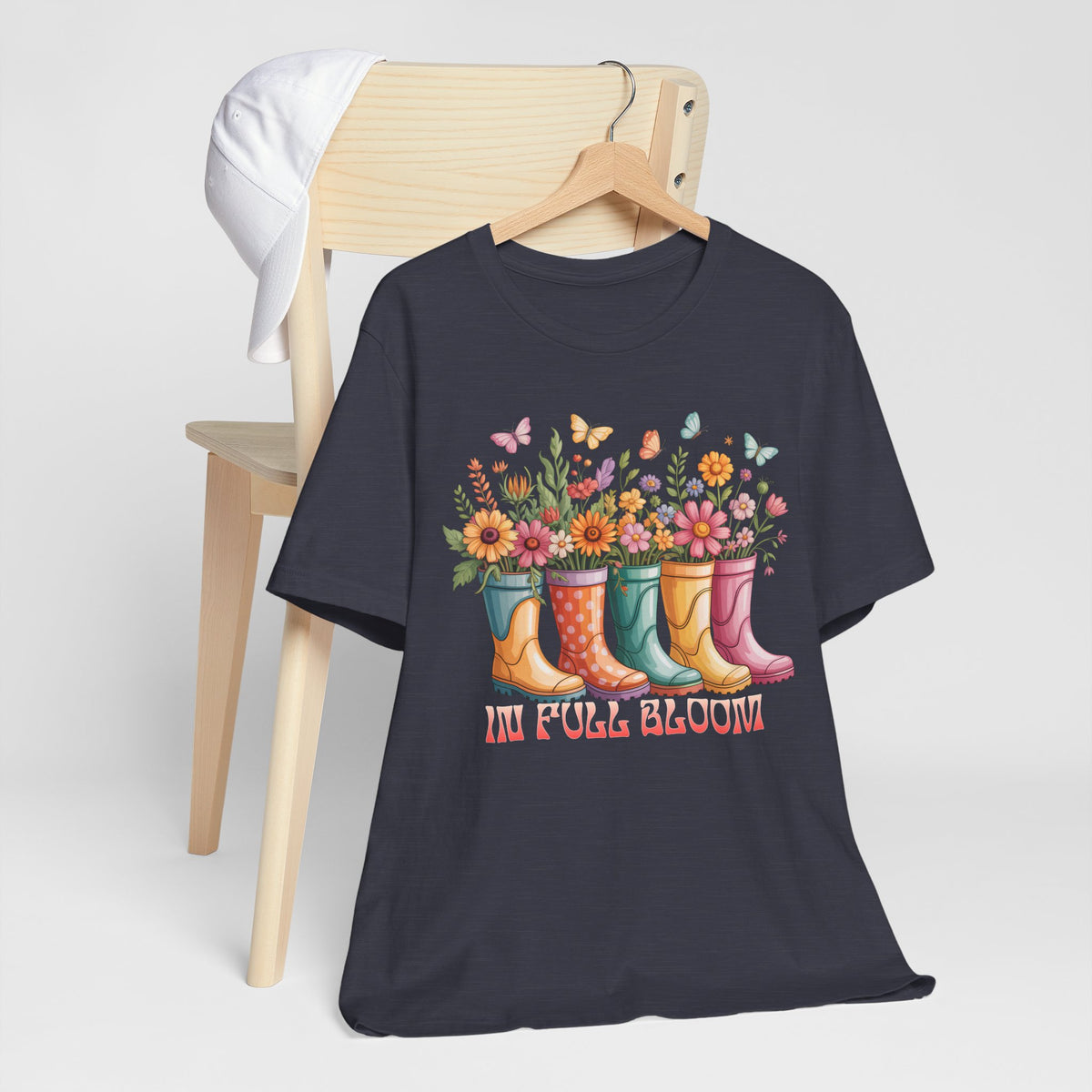 In Full Bloom Garden T-Shirt, Colorful Rain Boots & Flowers Graphic Tee - 14971