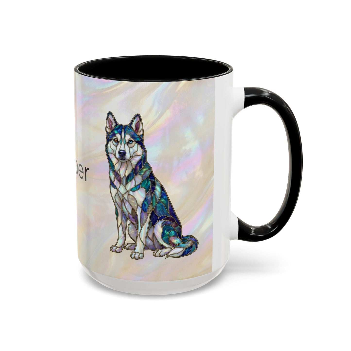 Personalized Husky Accent Coffee Mug – Stained Glass Design (11/15oz) - 14543