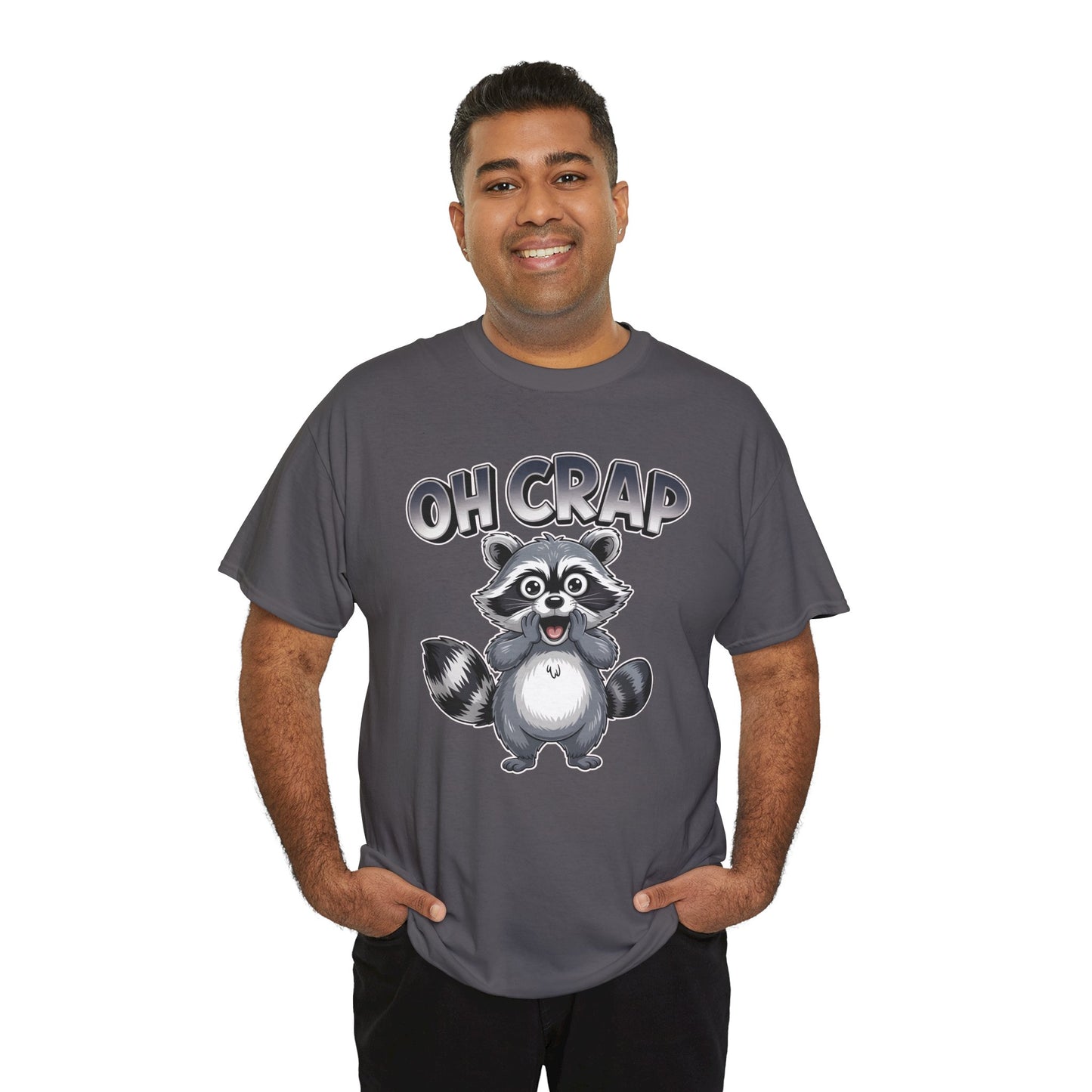 Funny Raccoon T-Shirt – “Oh Crap” Cute Meme Reaction Animal Tee Gift - 14855