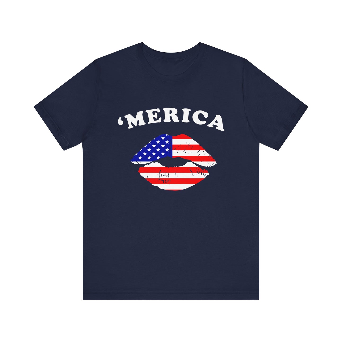 'Merica Unisex Jersey Tee, Patriotic Short Sleeve Shirt, USA Flag Design, Independence Day Apparel, Festival Wear, Summer Casual - 13519
