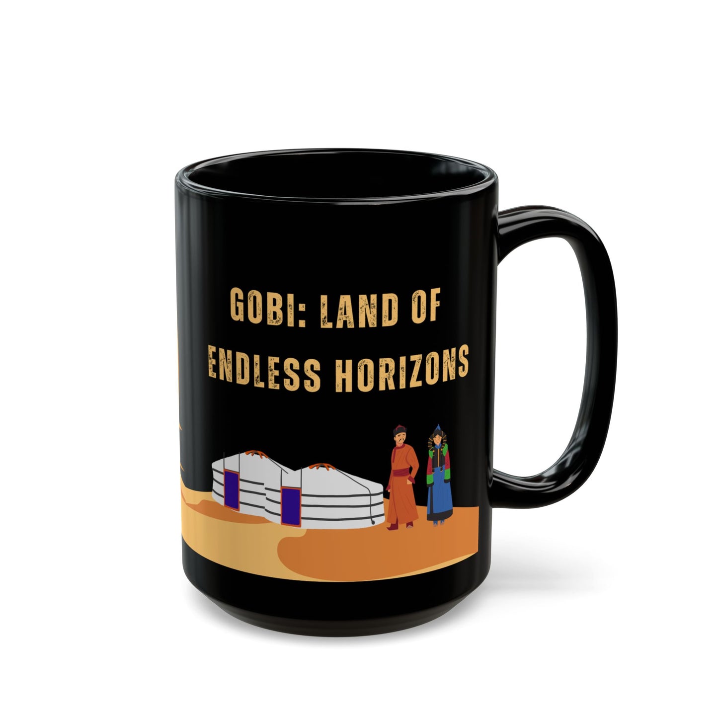 Gobi: Land of Endless Horizons - Ceramic Black Mug (11oz, 15oz) - 10382