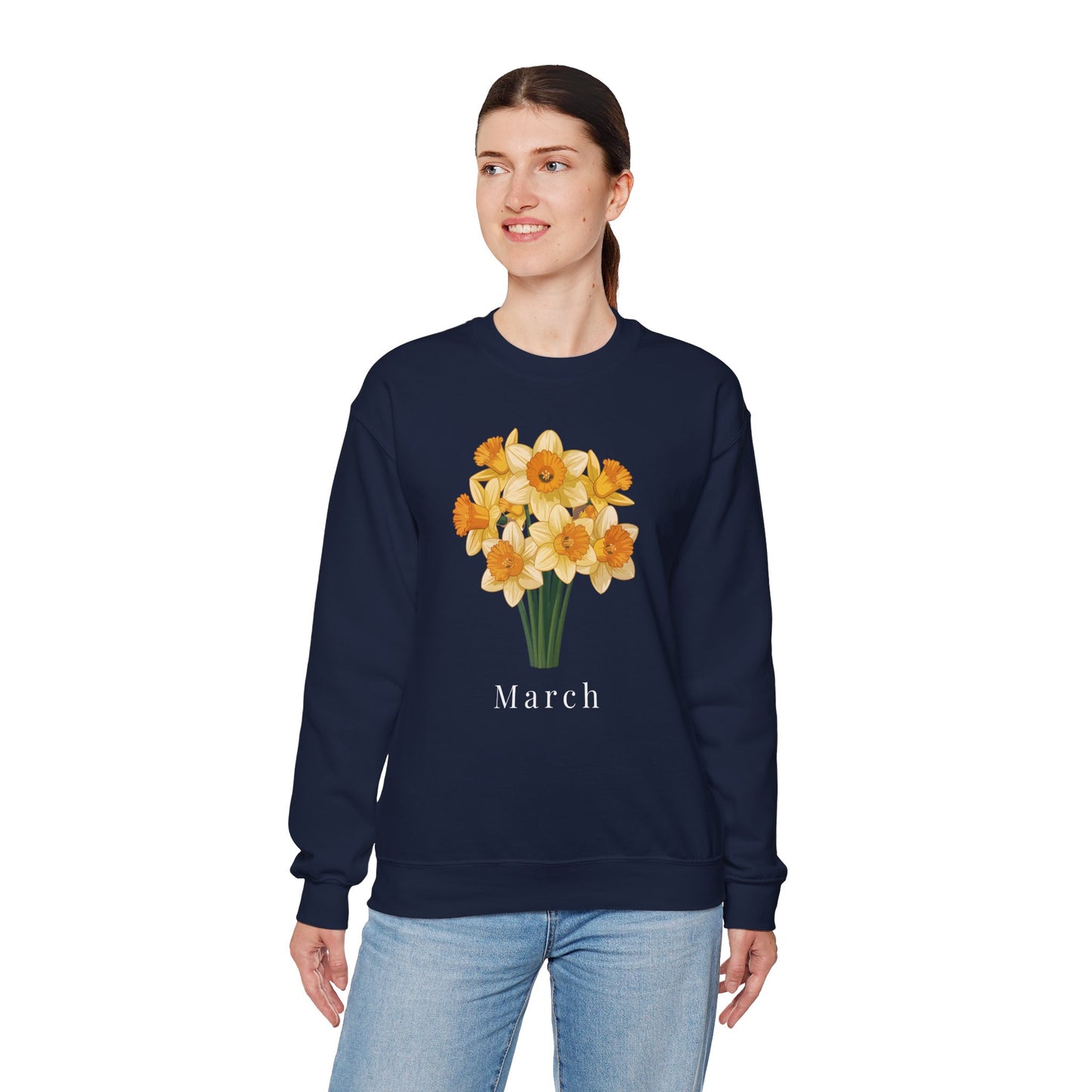 March Birth Flower Daffodil Bouquet Sweatshirt – Floral Birthday Gift Crewneck - 14823