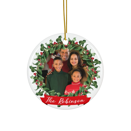 The Robinson, Christmas Family Photo, Customizable - Ceramic Ornament, 4 Shapes - 10033