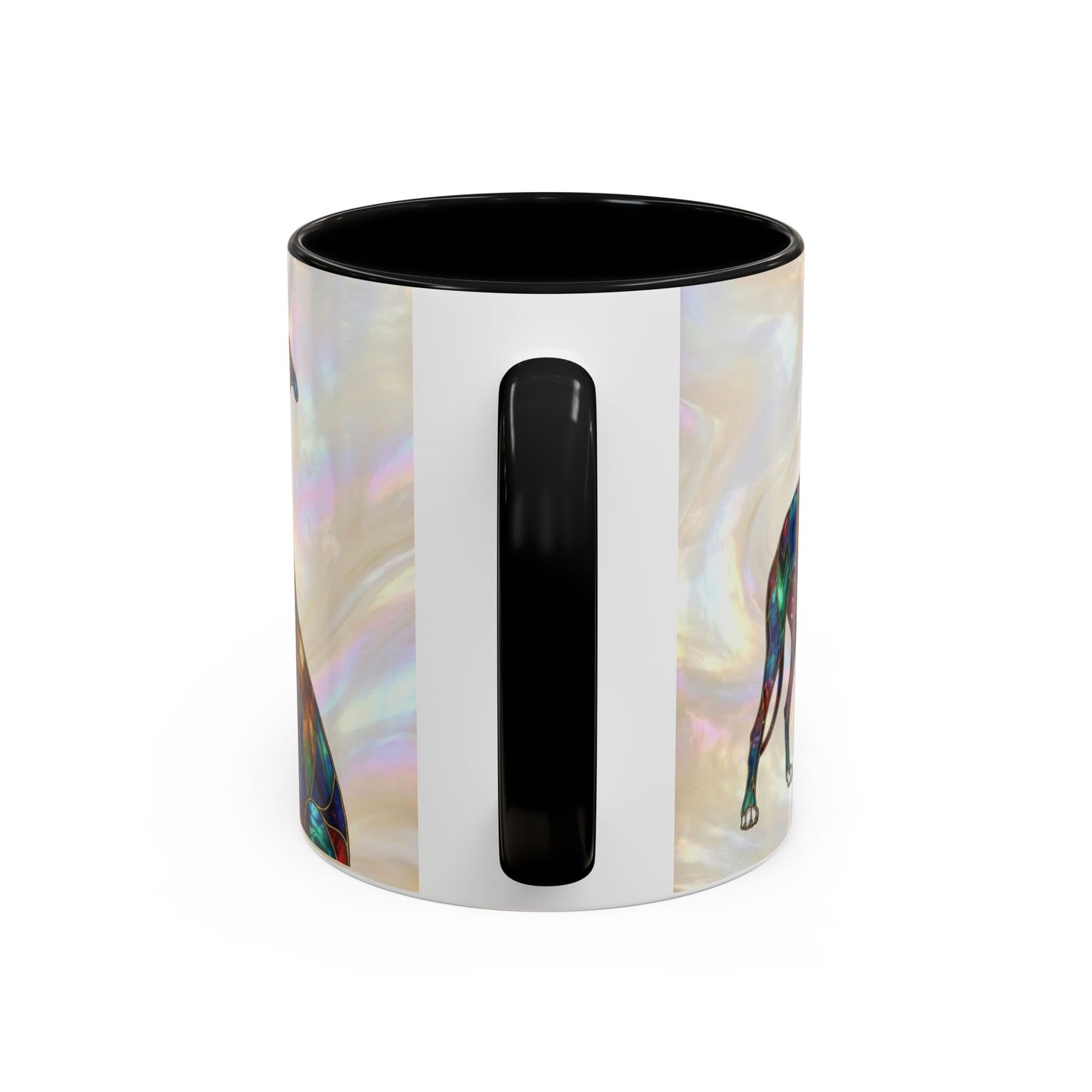 Personalized Greyhound Coffee Mug – Stained Glass Dog Accent Mug (Name Customizable)  - 14523