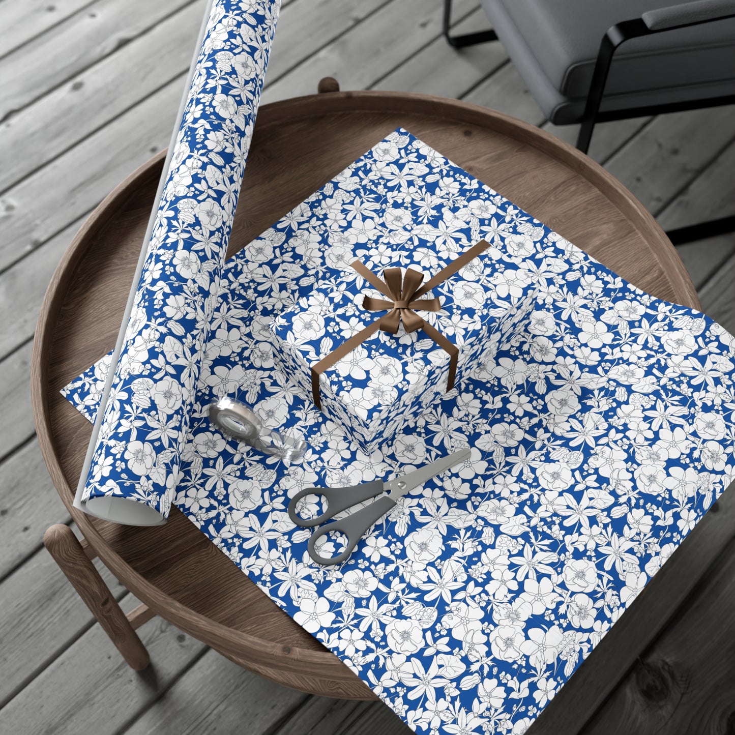 Vintage Blue, White Flowers - Gift Wrap Papers - 10255