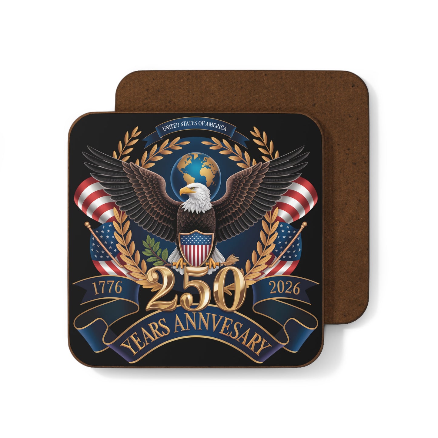 250th Anniversary Eagle Coaster — Patriotic 1776–2026 Hardboard Drink Coaster - 14872