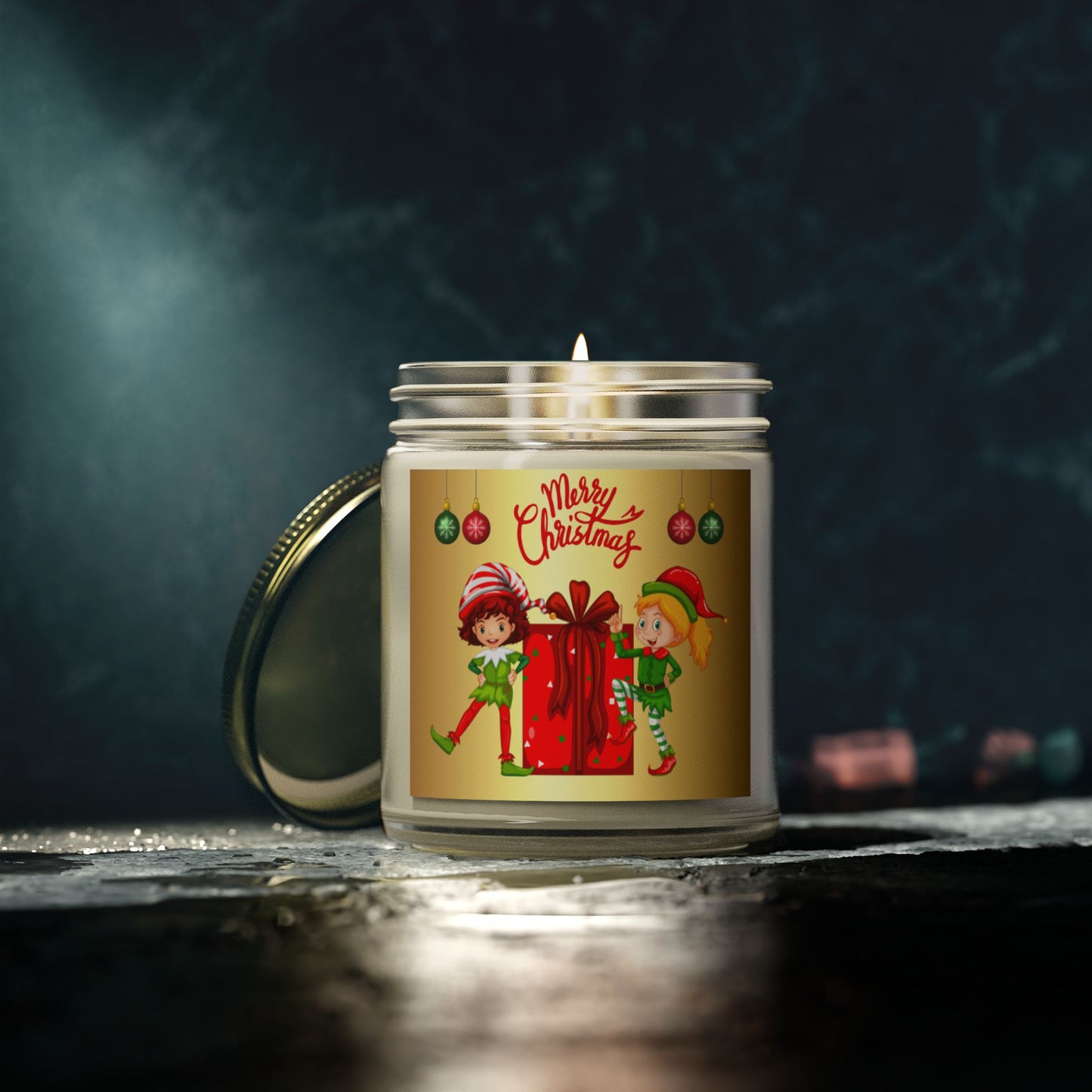 Merry Christmas - Scented Candles, Coconut Apricot Wax (4oz, 9oz)