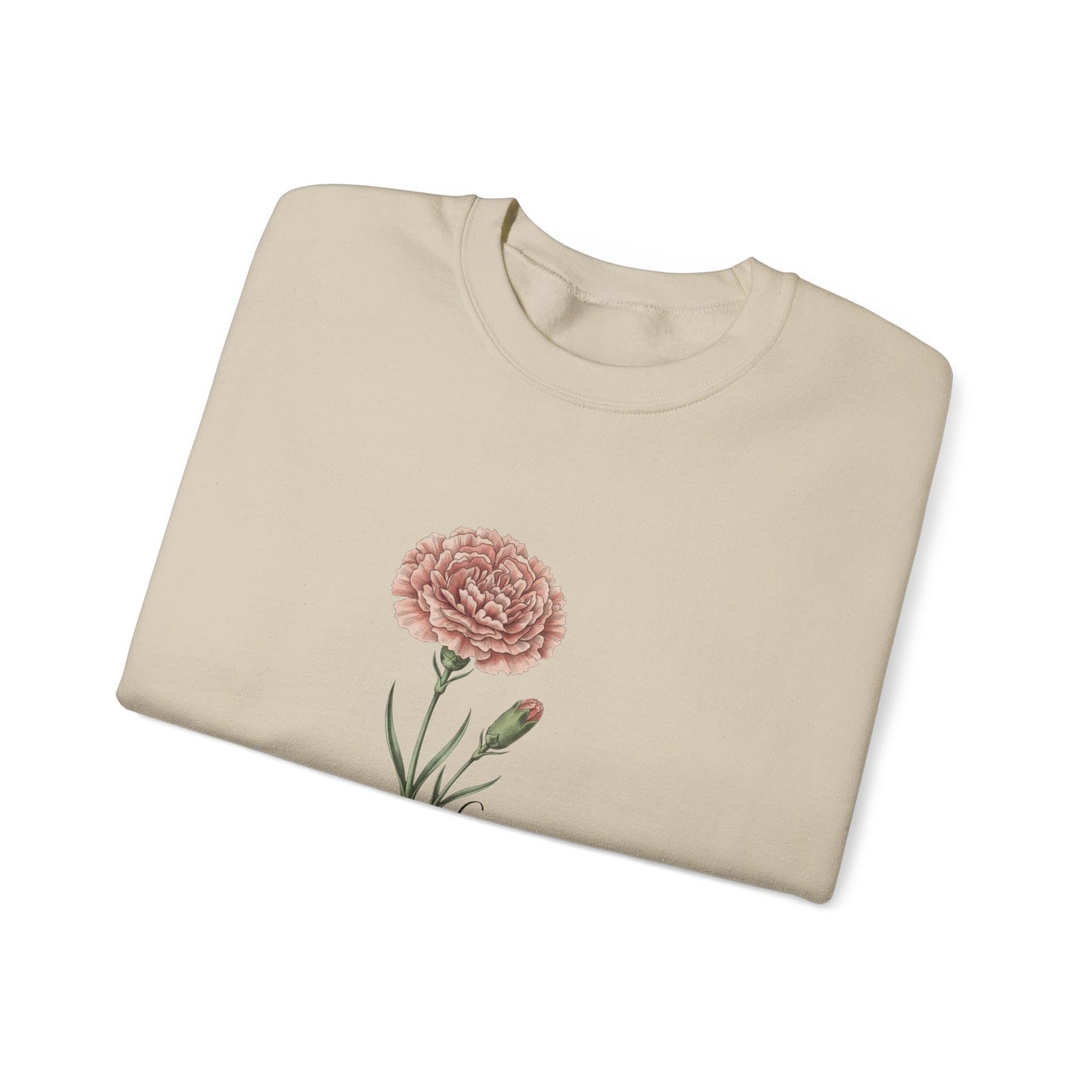 January Carnation Crewneck Sweatshirt — Customizable - 14673