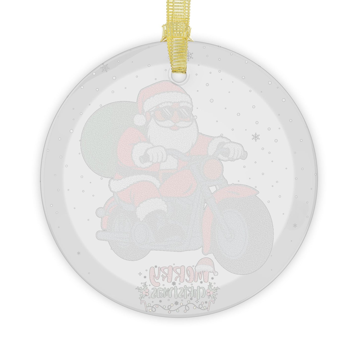 Santa on Motorcycle - Glass Ornaments - 10421