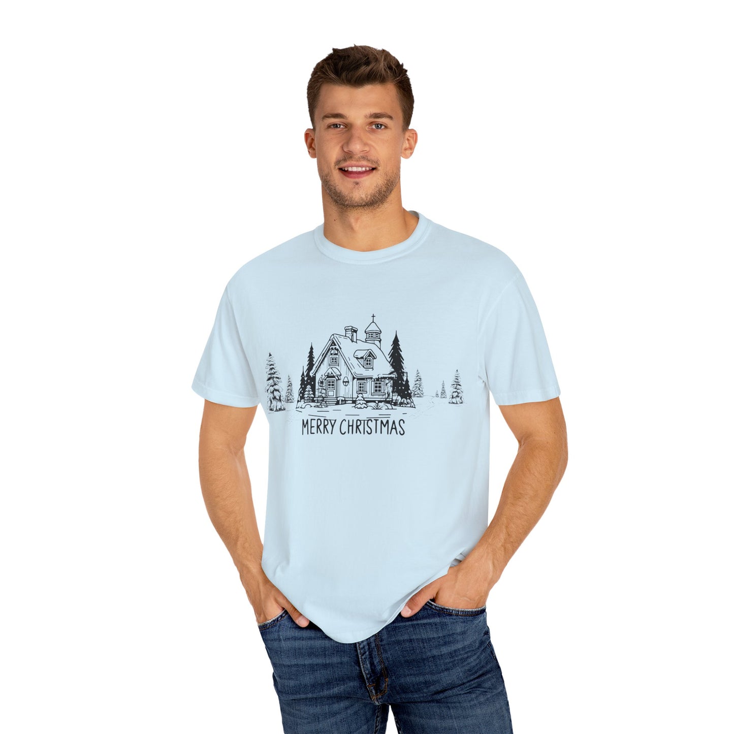 Merry Christmas, House - Unisex Garment-Dyed T-shirt - 10114