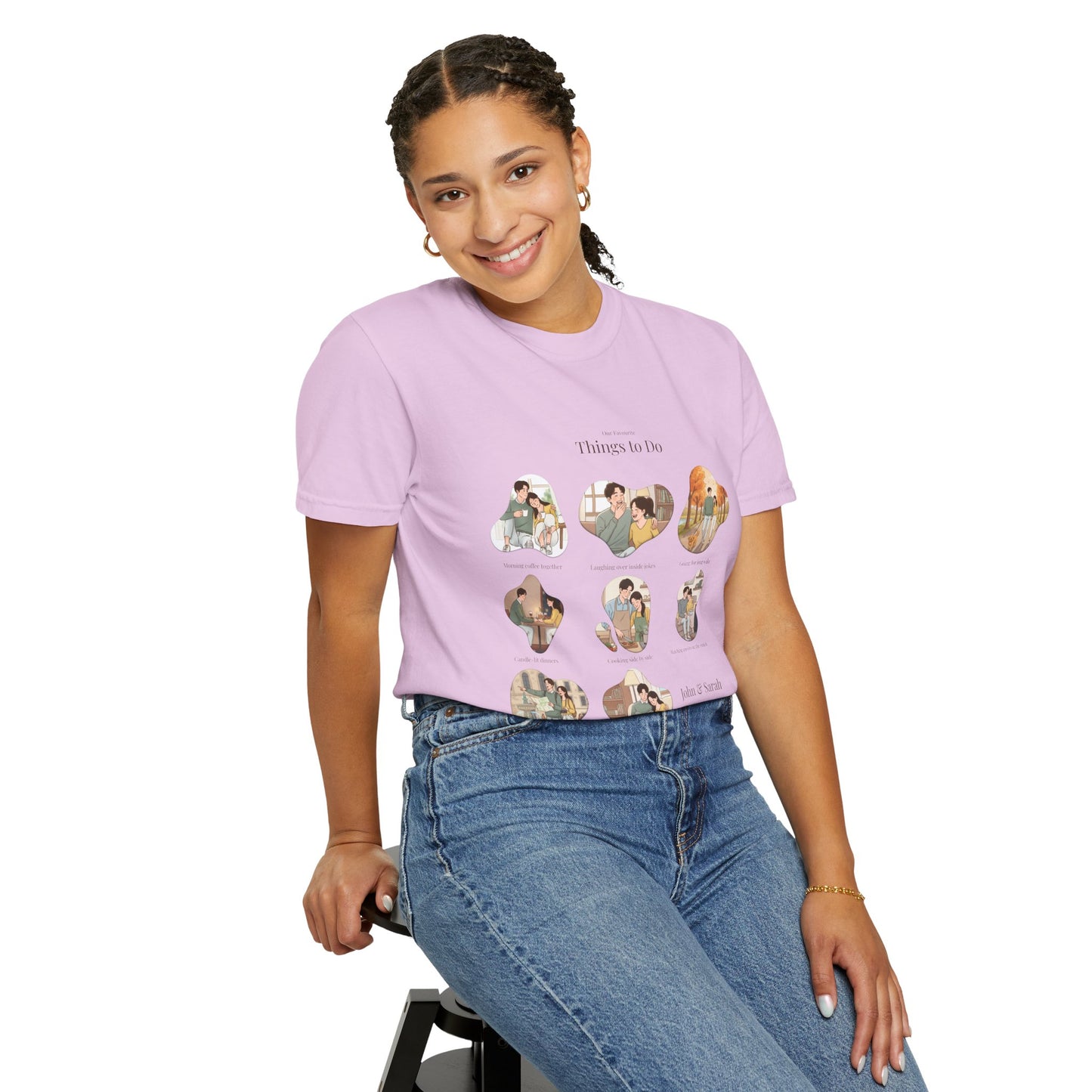 Our Favourite Things to Do Together – Personalised Valentine’s Illustration T-Shirt Gift - 14721