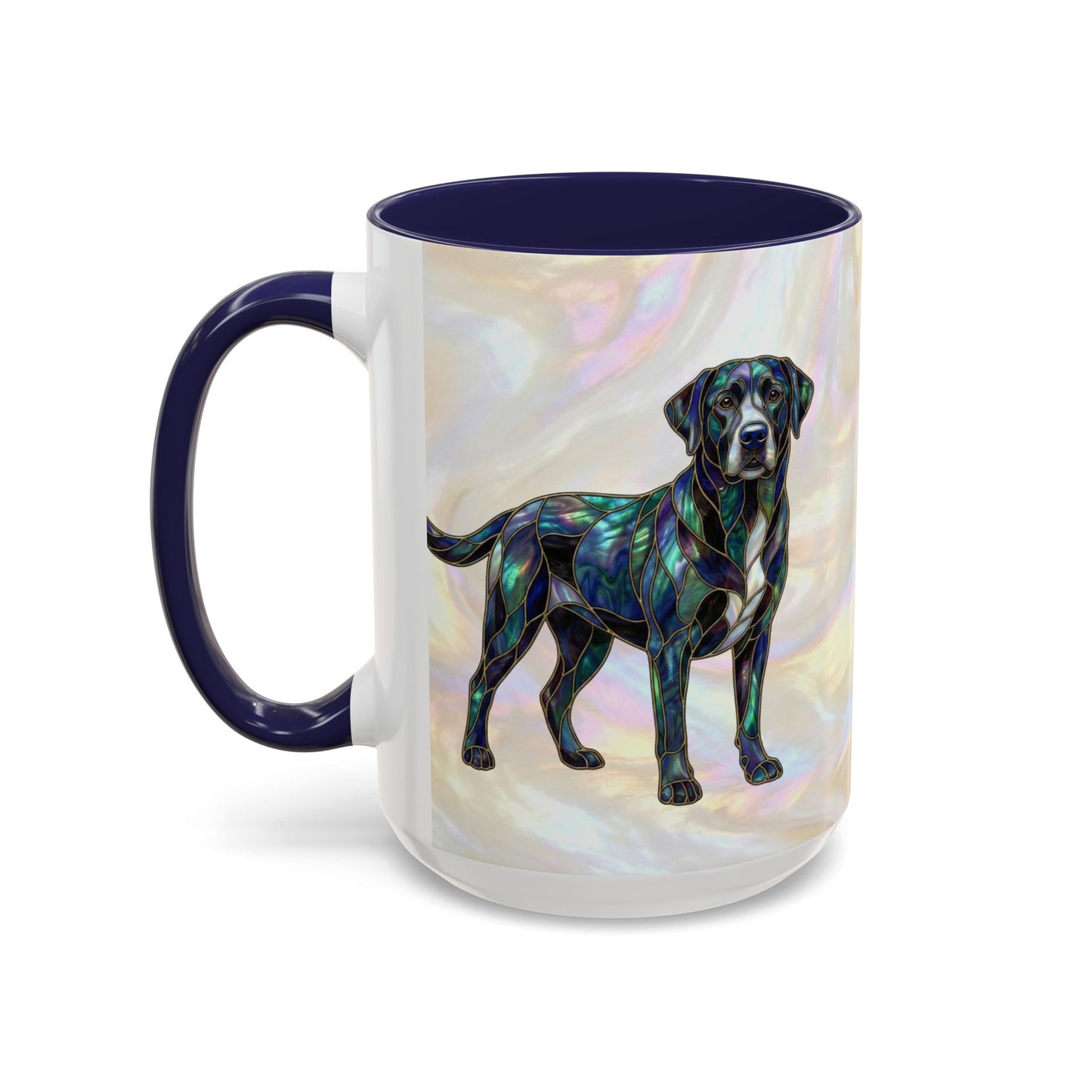 Black Labrador Accent Coffee Mug -Stained Glass Style (11/15oz) 14618