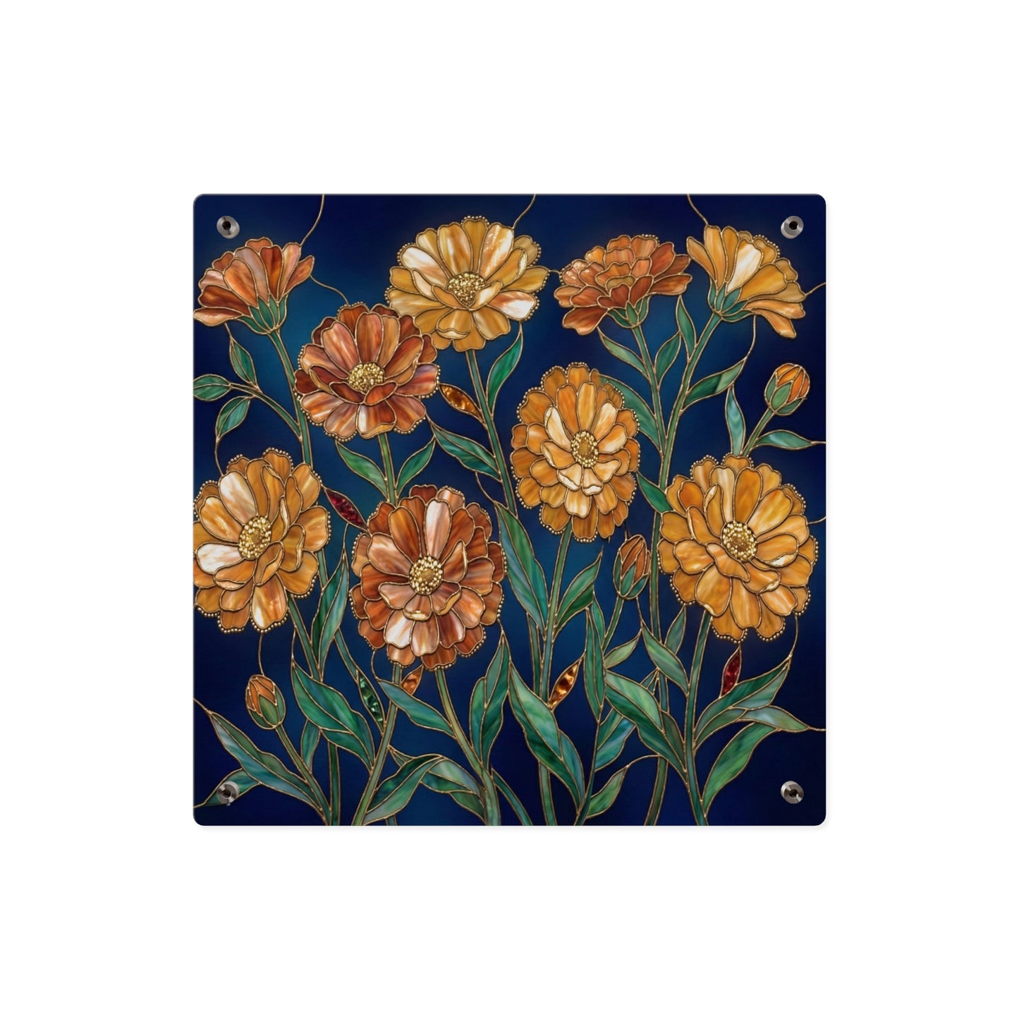 Marigold Bloom Acrylic Wall Art Panel — Botanical Floral Home Decor - 14608