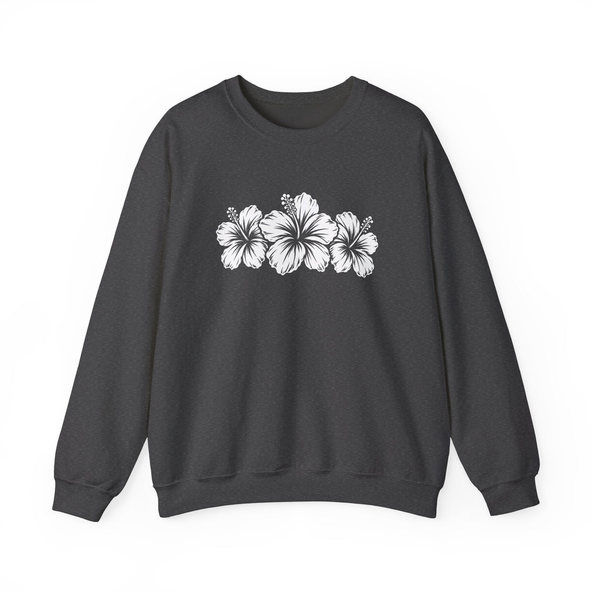 Hibiscus Floral Crewneck Sweatshirt,  Tropical Flower Graphic - 14996