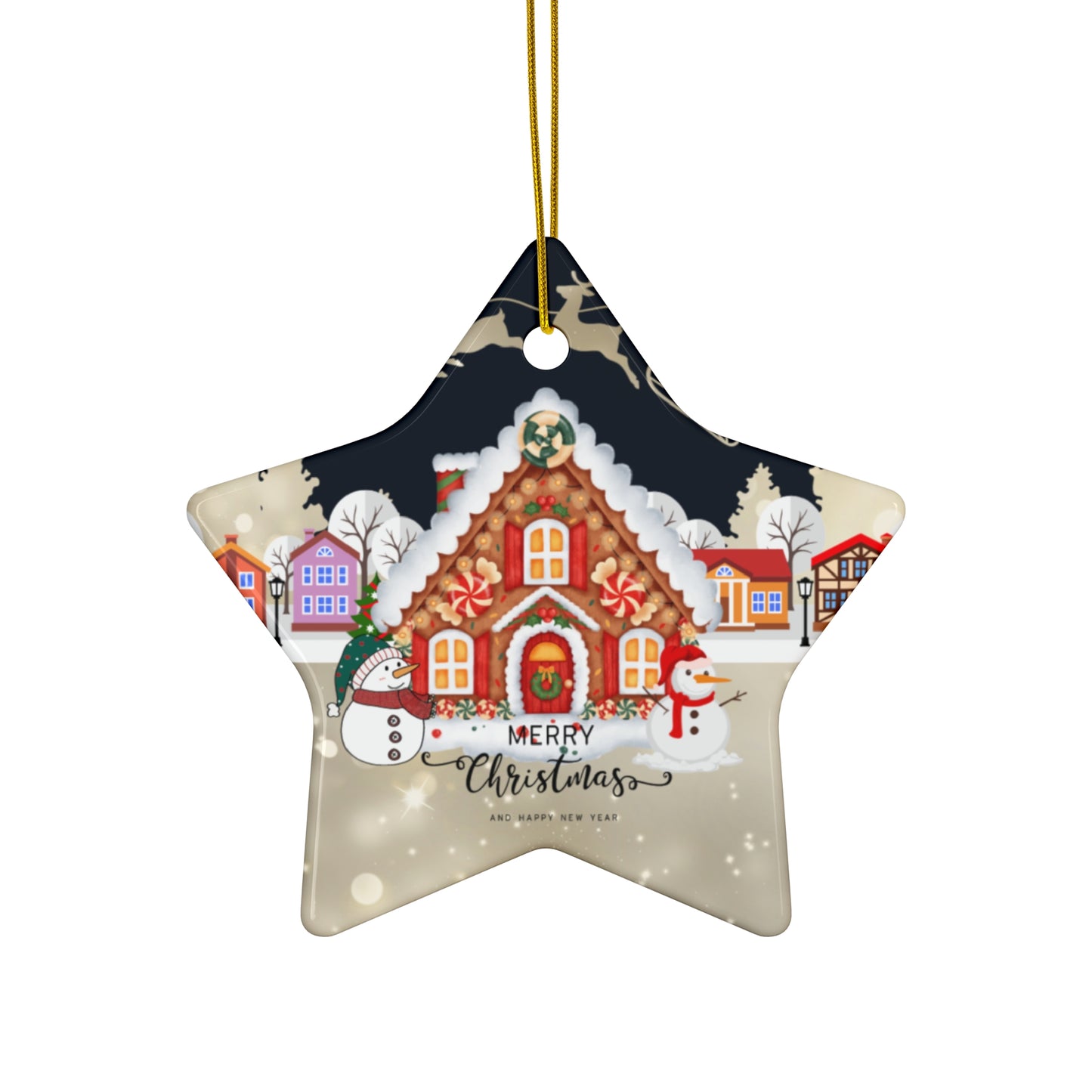 Christmas House - Ceramic Ornament, 4 Shapes