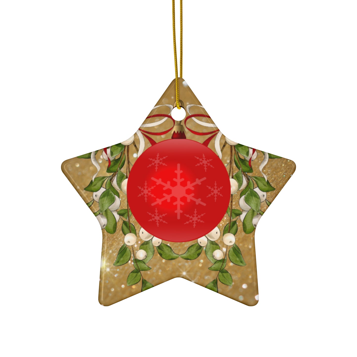 Shimmering Red - Ceramic Ornament, 4 Shapes