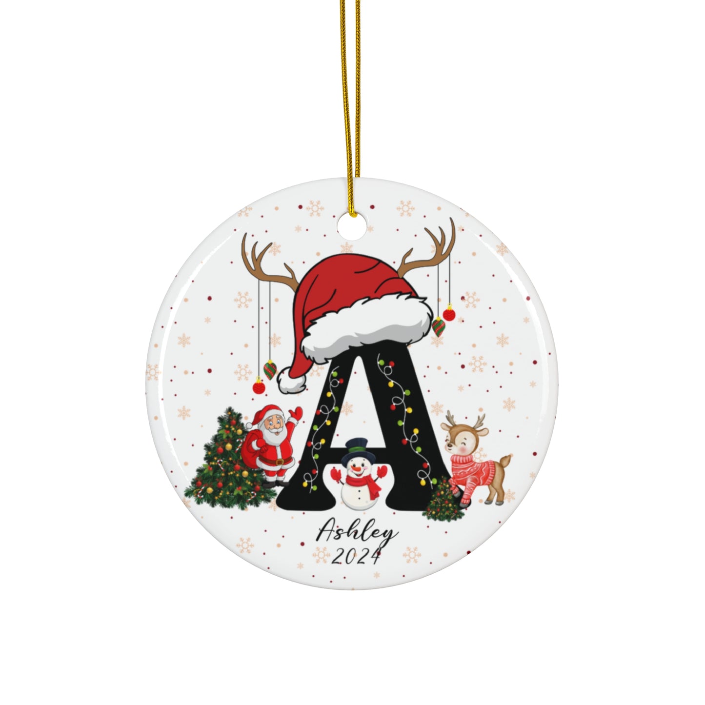 Christmas Letters With Names, Customizable - Ceramic Ornament, 4 Shapes - 10035