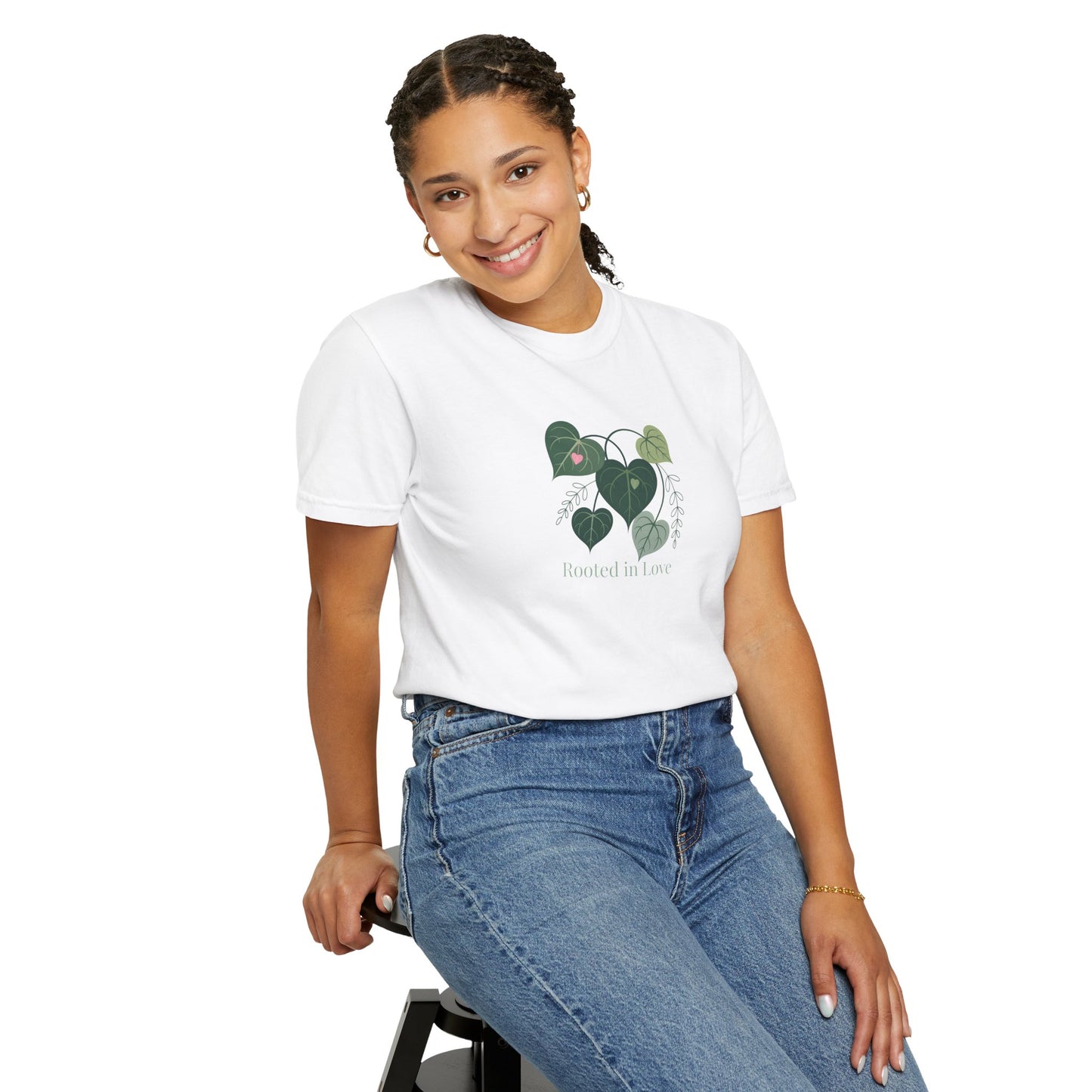 Rooted in Love T-Shirt — Heart Leaf Plant Graphic Tee - 14733