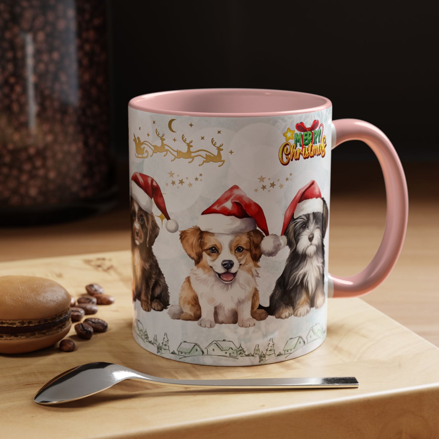 Merry Christmas, Puppies - Accent Coffee Mug (11, 15oz)