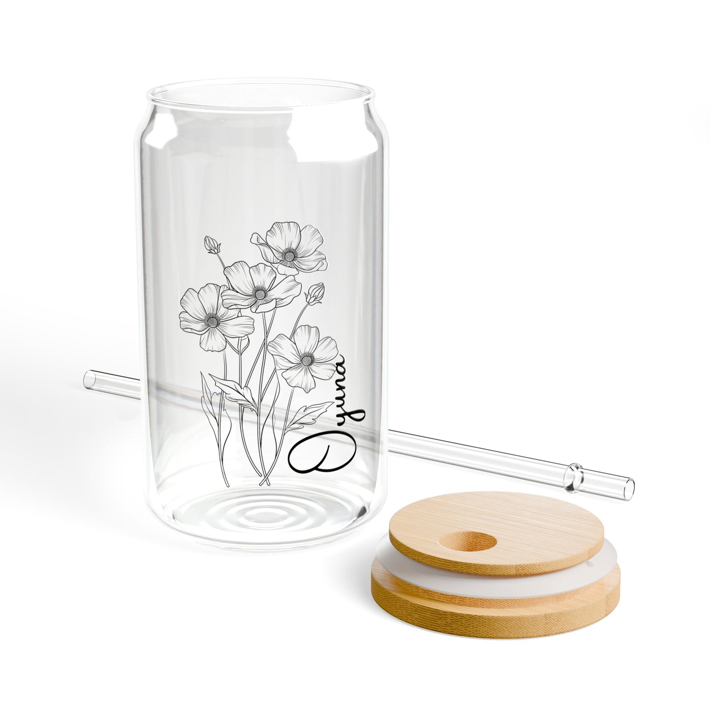 Flowers,  Customizable - Sipper Glass, 16oz