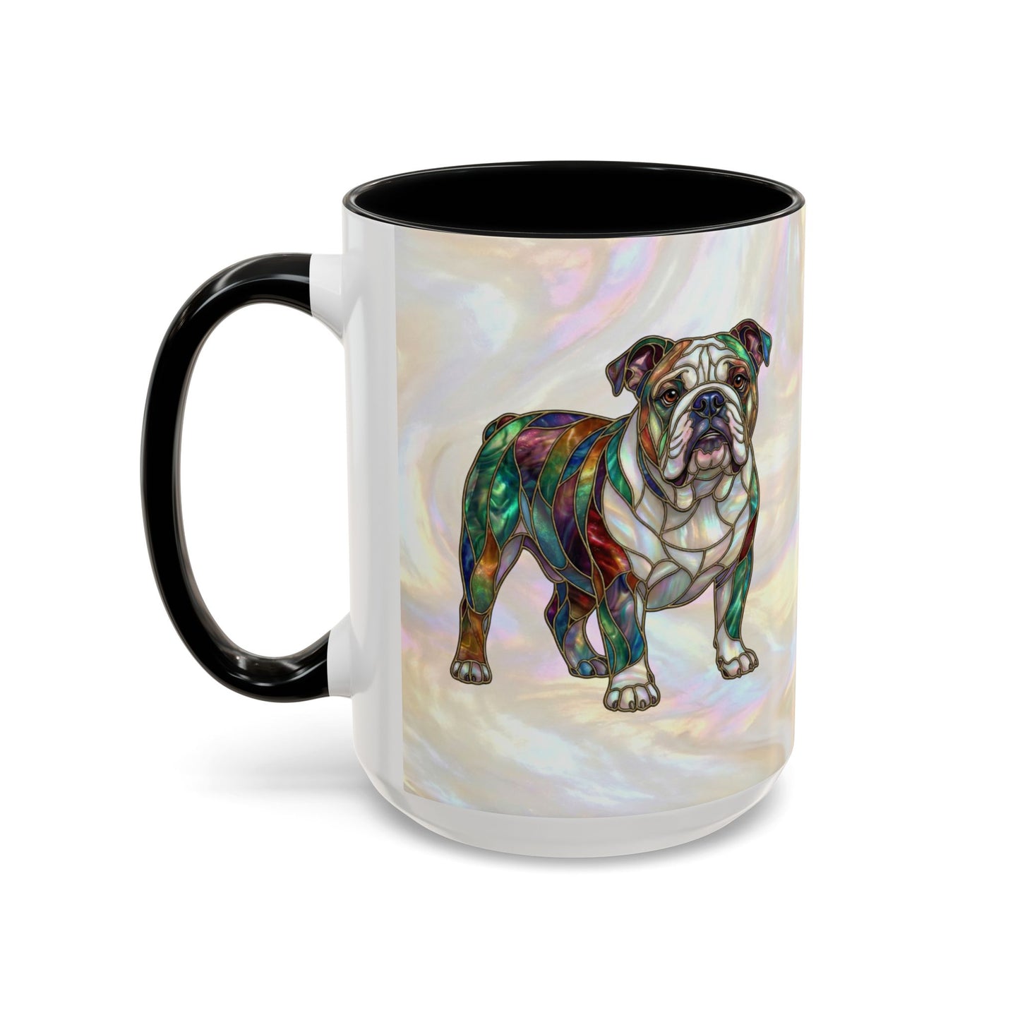 English Bulldog Accent Coffee Mug -Stained Glass Style (11/15oz) - 14630
