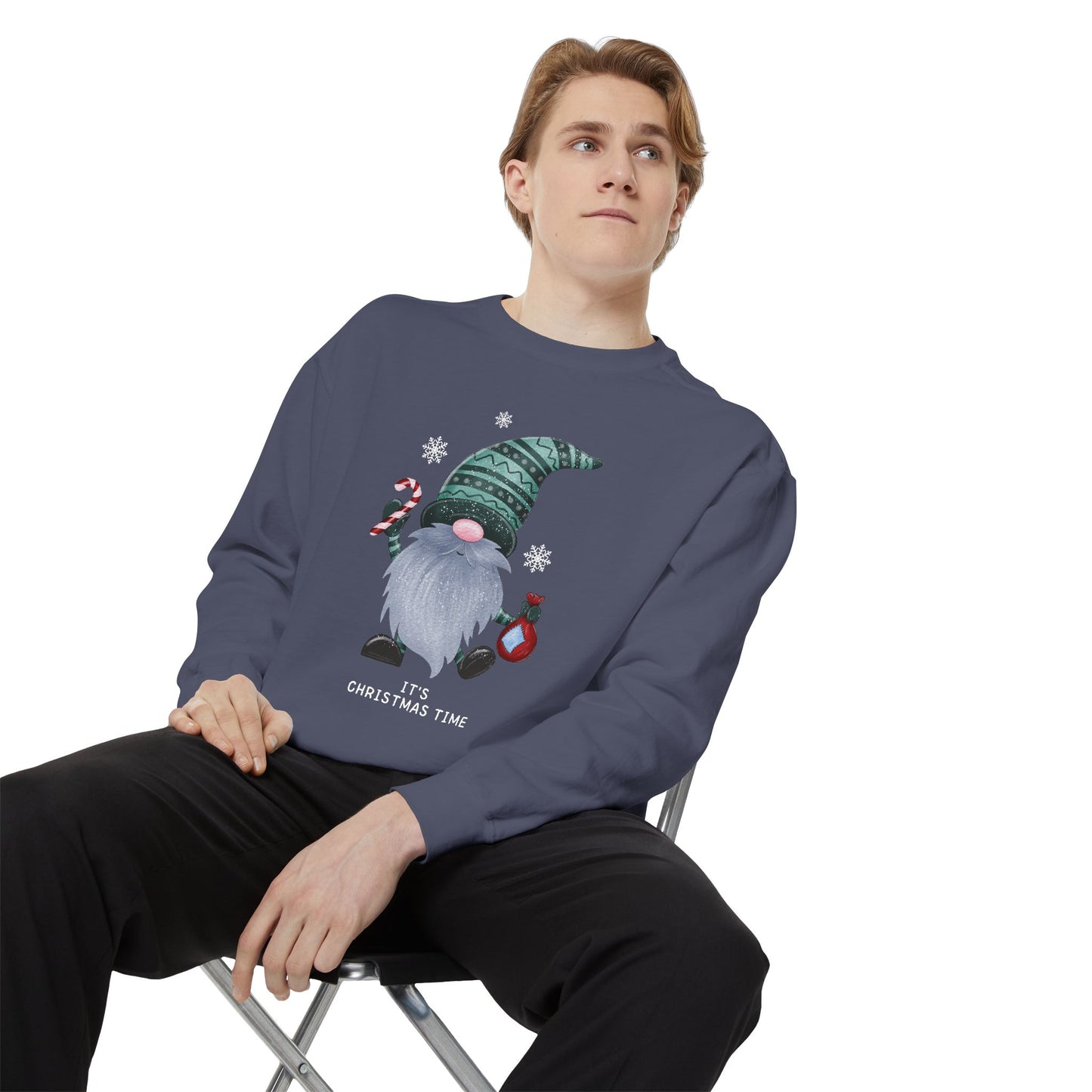 Gnome, It's Christmas Time - Unisex Garment Dyed Sweatshirt - 10507