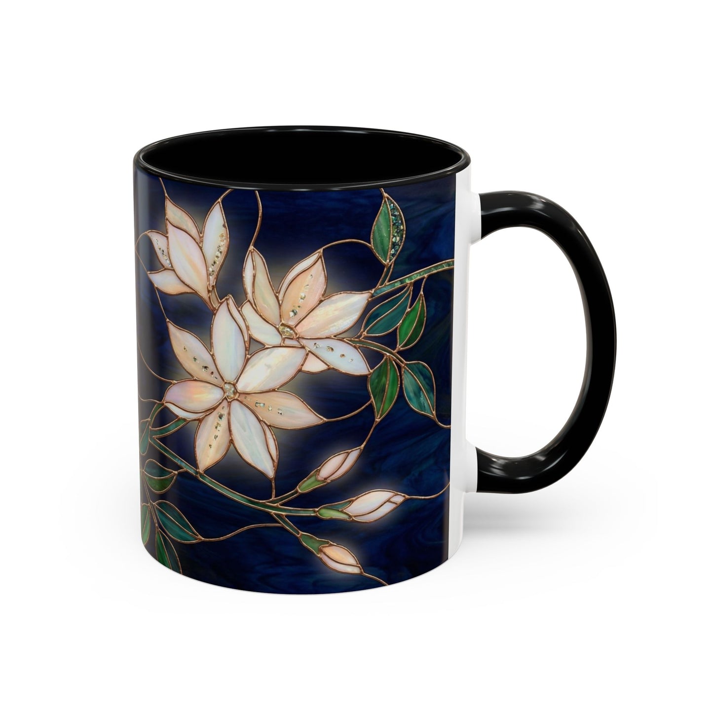 Jasmine Floral Accent Coffee Mug —  Stained Glass Design (11/15oz) - 14573