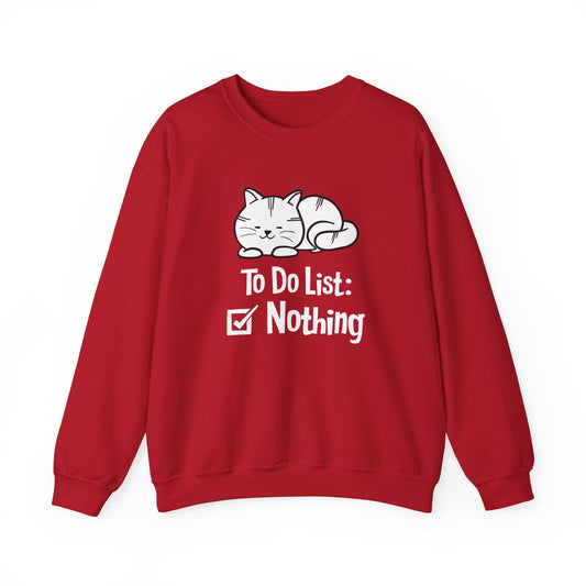 Cat, To Do List: Nothing - Unisex Heavy Blend™ Crewneck Sweatshirt