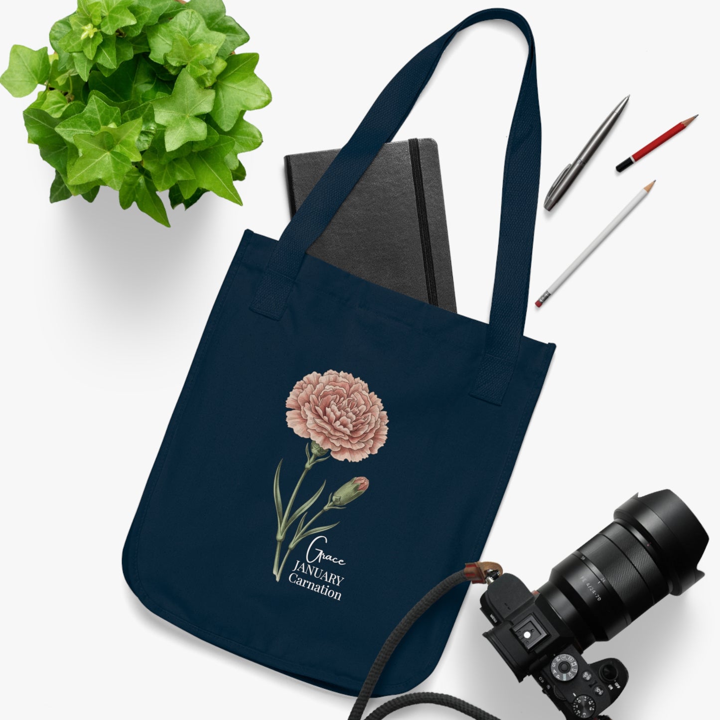 January Carnation Birth Flower Tote Bag - 14675