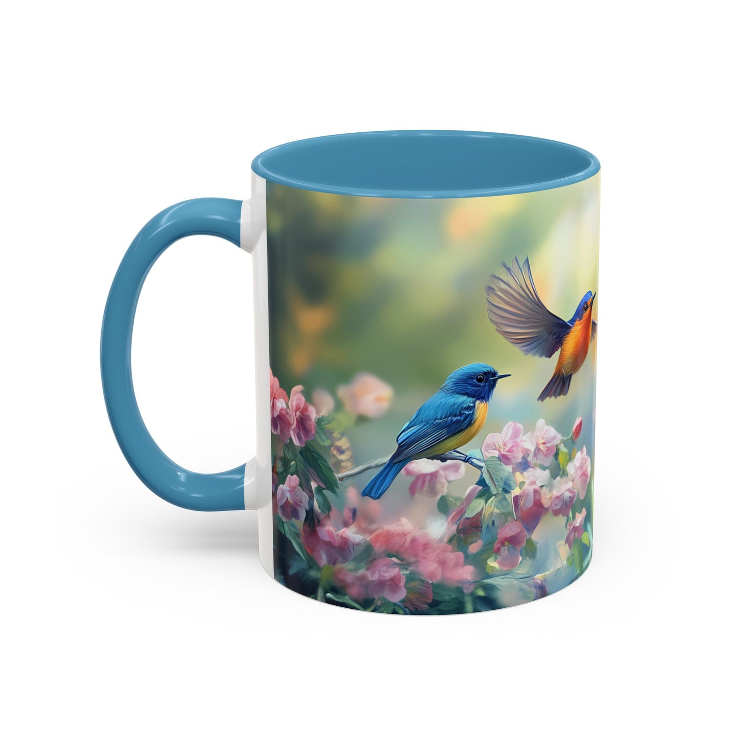Charming Nature-Inspired Accent Coffee Mug with Colorful Birds & Flowers - 11913