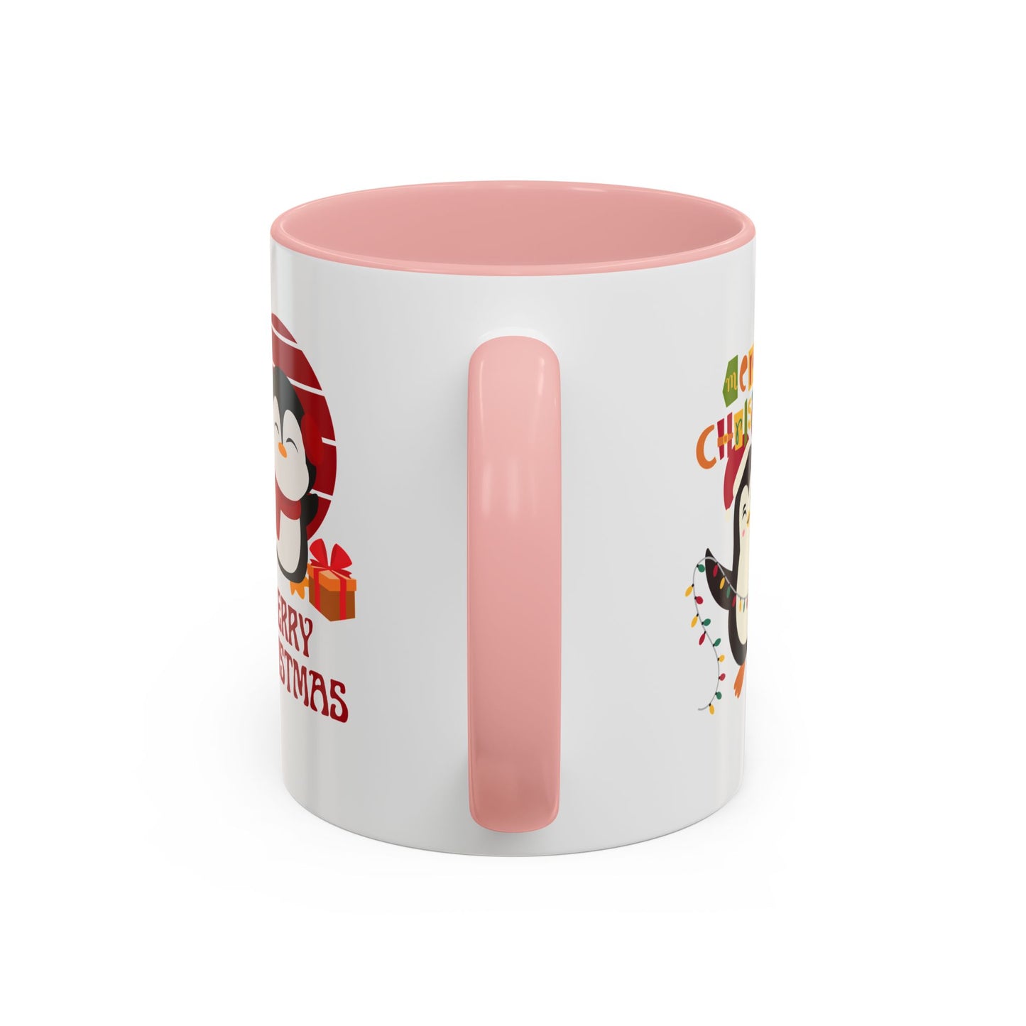 Penguins, Merry Christmas - Accent Coffee Mug (11, 15oz)