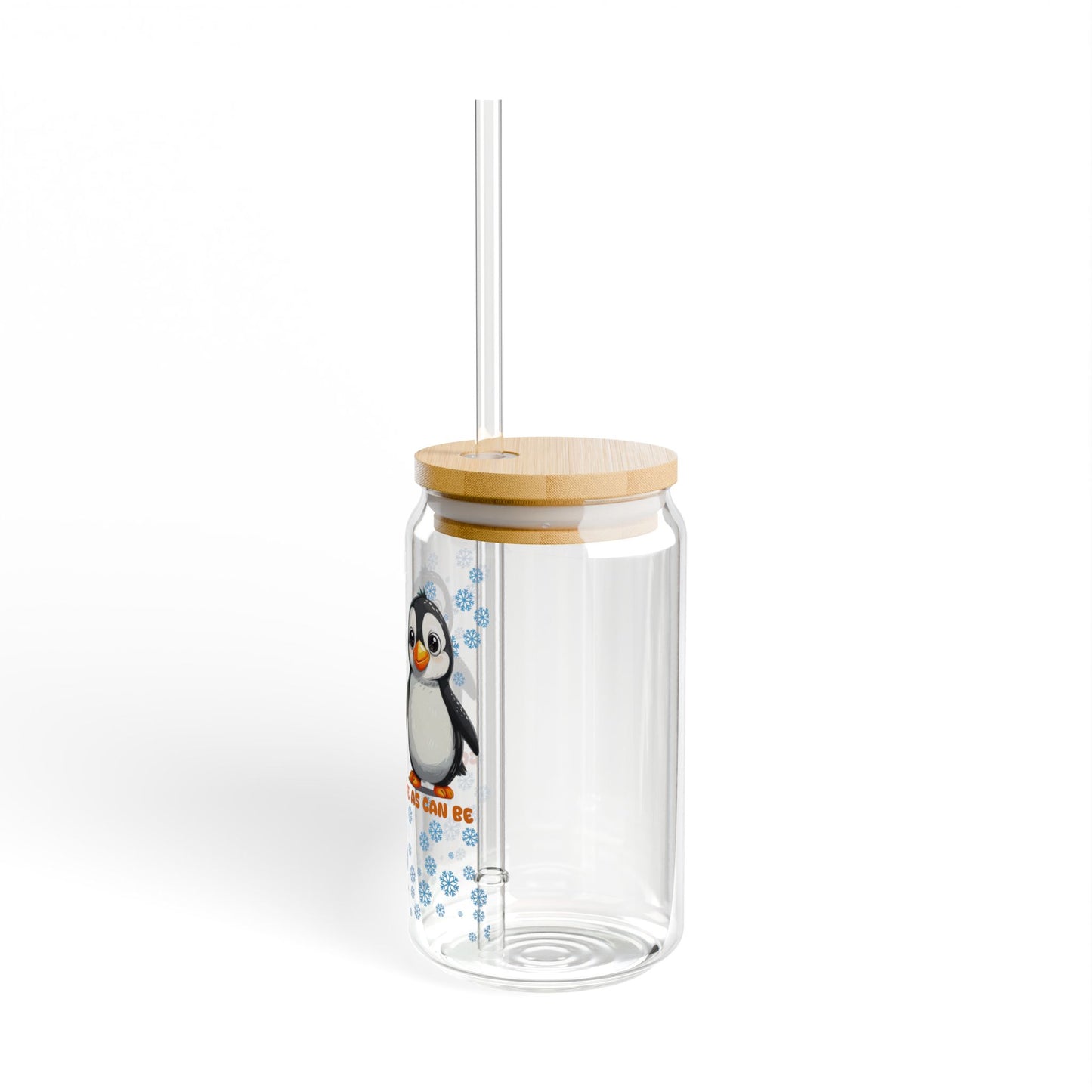 Penguin: Cool As Ice, Cute As Can Be,  Customizable - Sipper Glass, 16oz