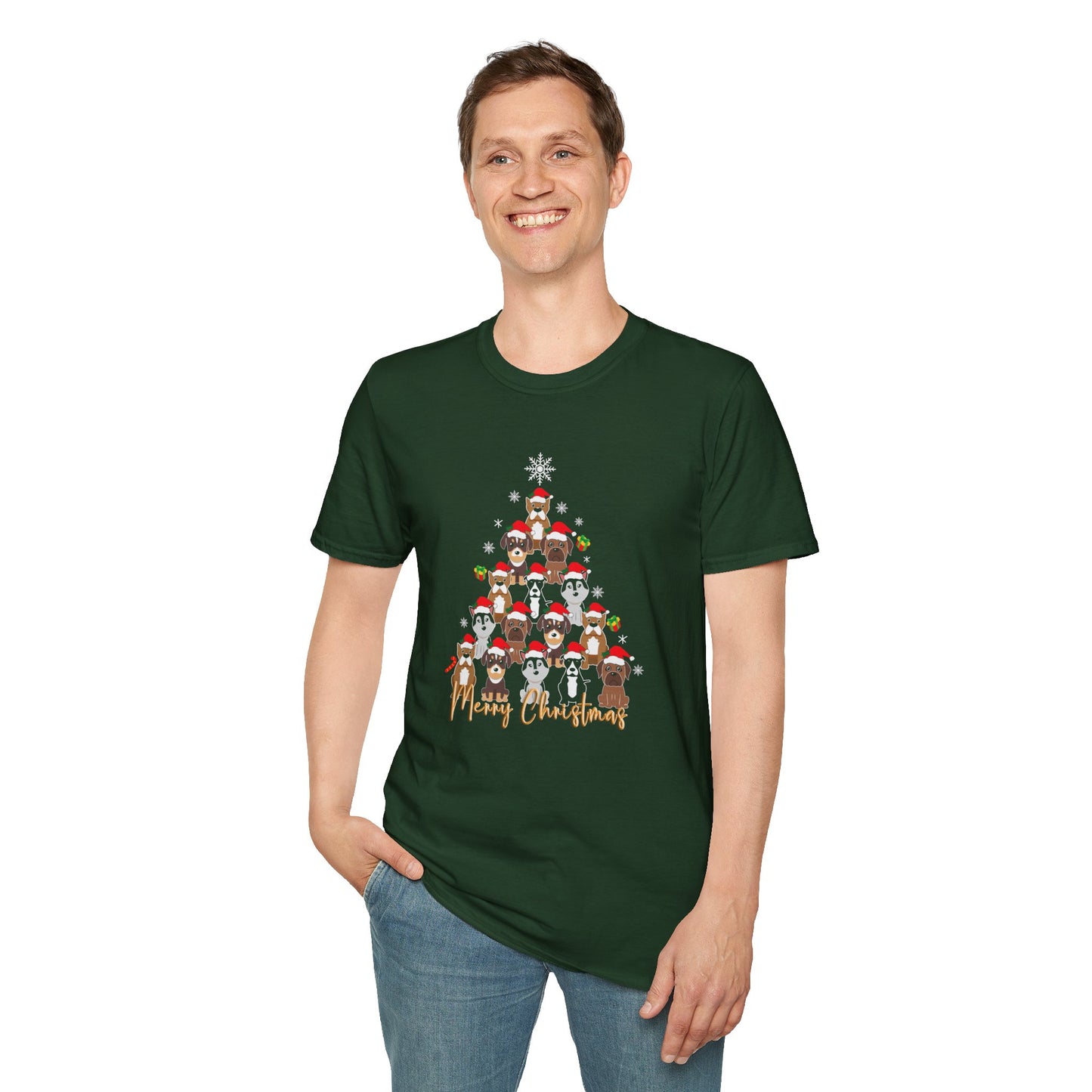 Christmas Tree Made From Dogs - Unisex Softstyle T-Shirt - 10285