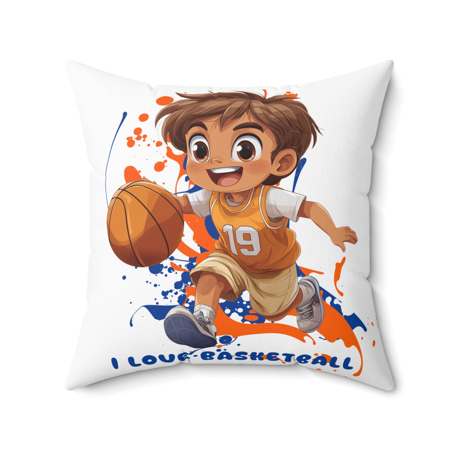 I Love Basketball - Spun Polyester Square Pillow