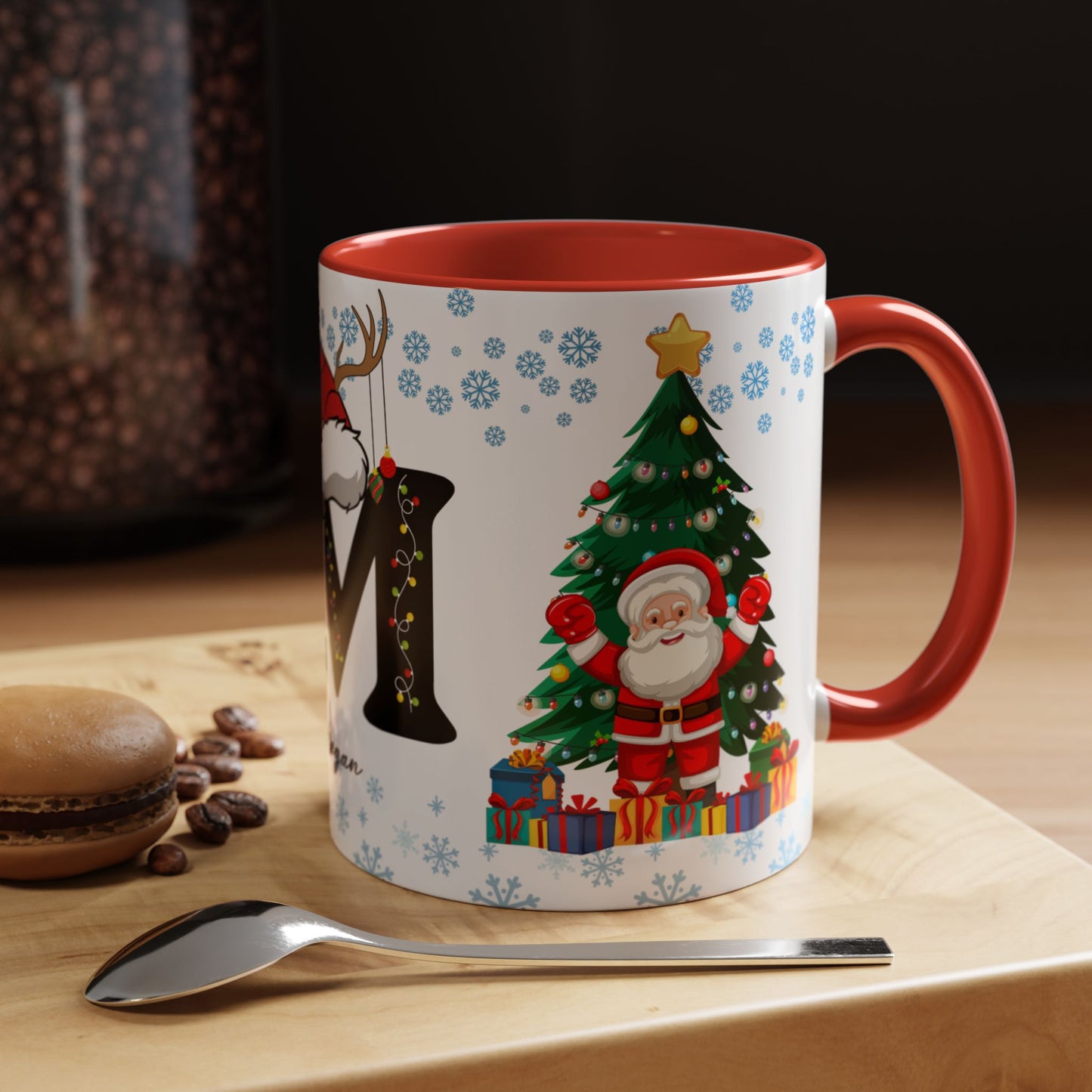 Christmas Letter M for Megan, Customizable - Accent Coffee Mug (11, 15oz)