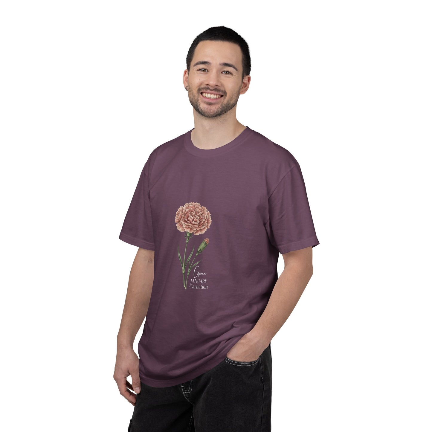 January Carnation Birth Flower T-Shirt – Customizable - 14672