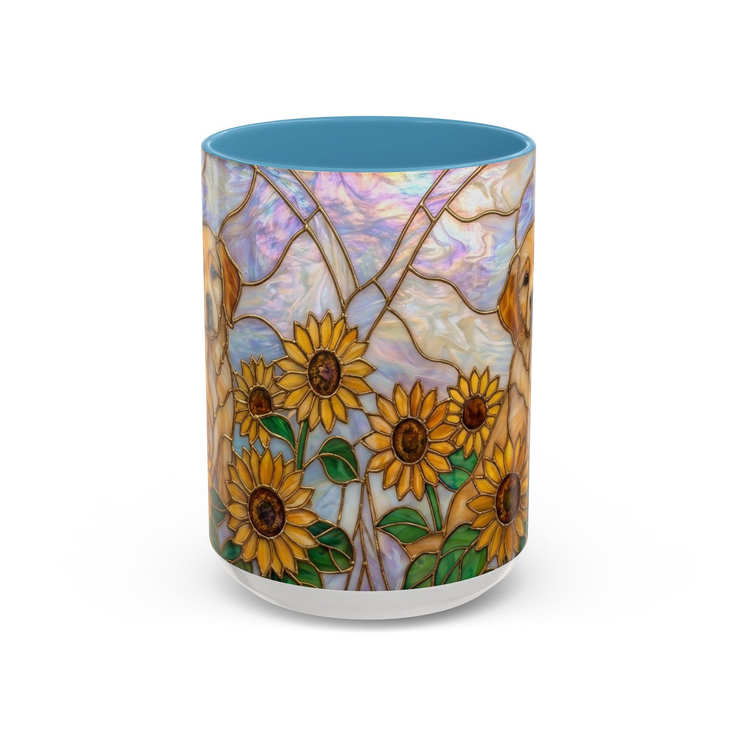 Sunflower Golden Retriever P uppiesAccent Coffee Mug –  Stained Glass Design (11/15 oz) - 14527