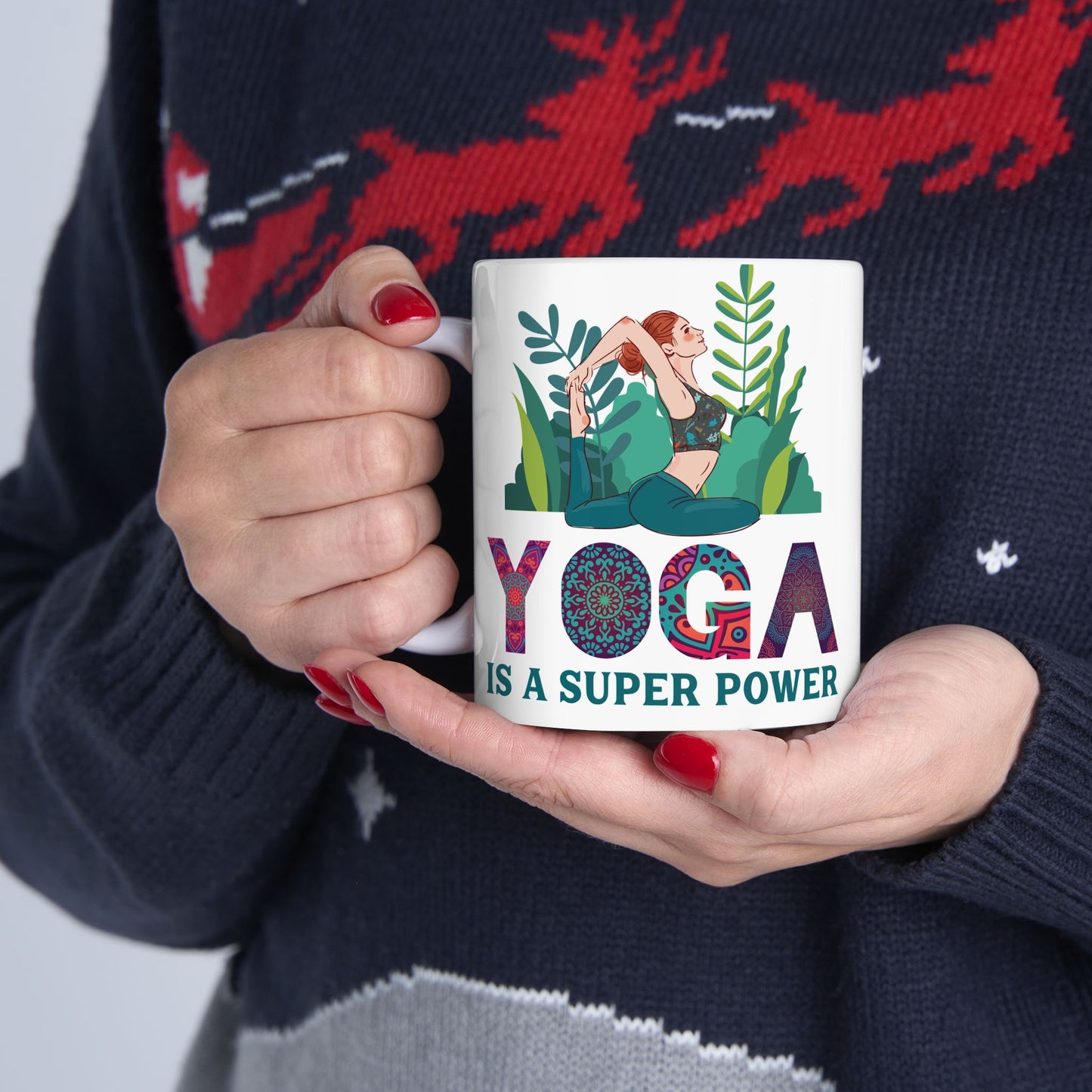 Yoga Power Ceramic Mug – Positive Affirmation Coffee Cup, Yoga Lover Gift - 13152