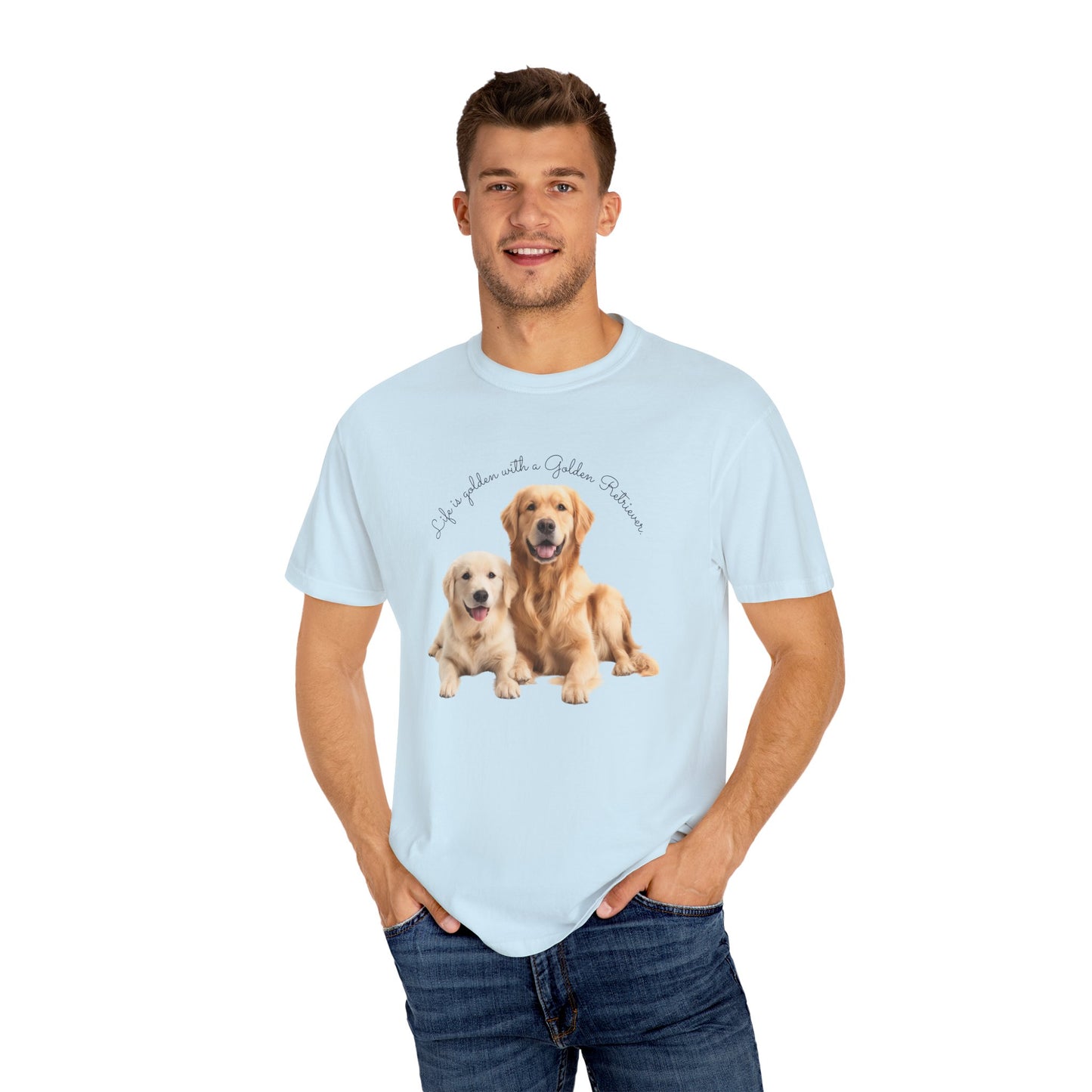 Life is Golden with a Golden Retriever - Unisex Garment-Dyed T-shirt - 10463