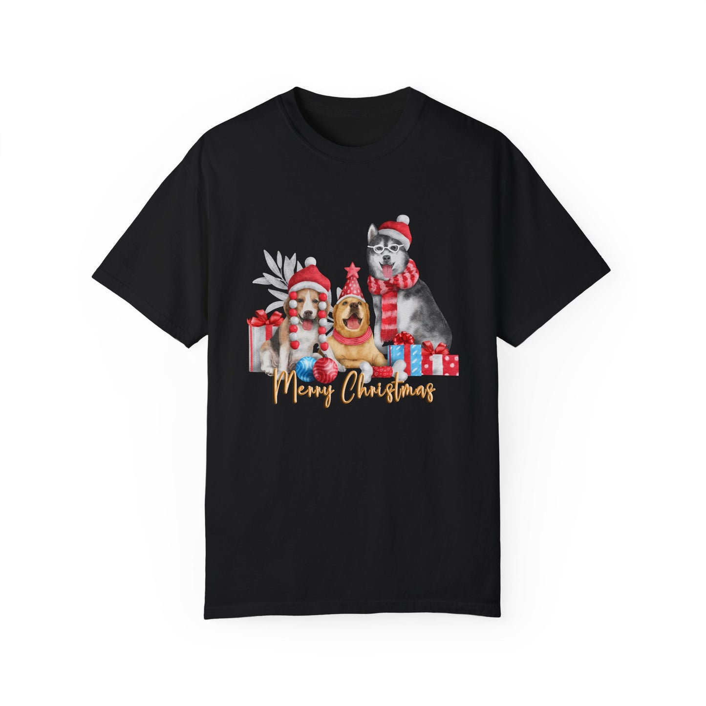 Dogs, Merry Christmas - Unisex Garment-Dyed T-shirt - 10284