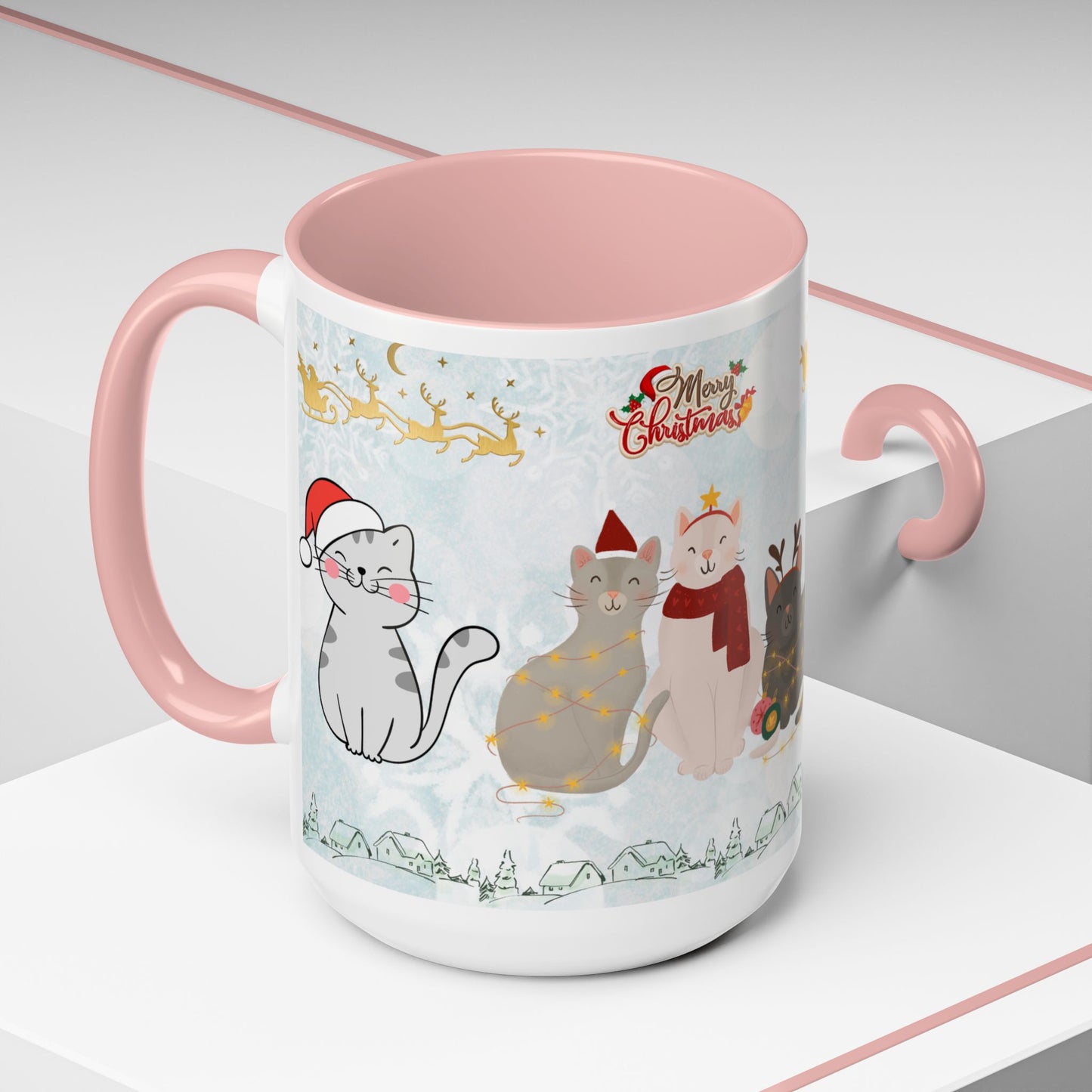 Merry Christmas, Cats - Accent Coffee Mug (11, 15oz)