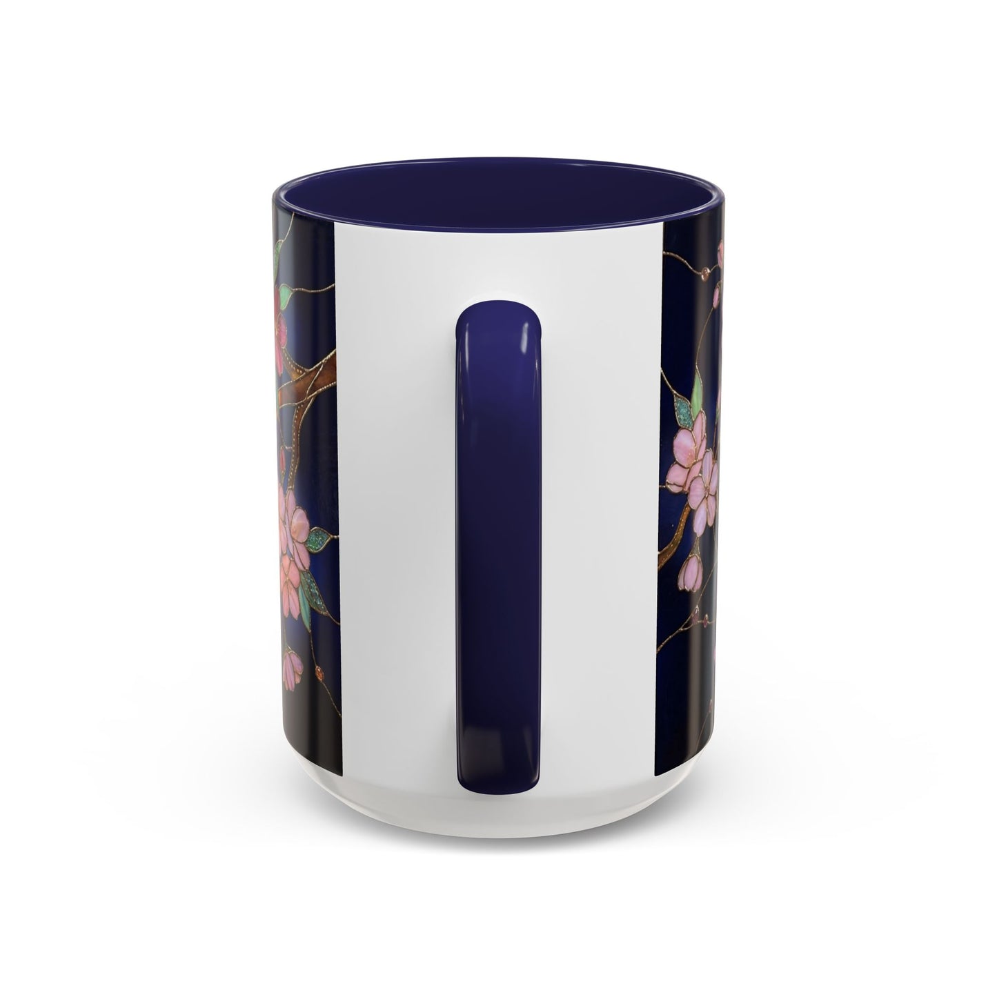 Cherry Blossom Accent Coffee Mug — Stained Glass Design 11/15oz - 14560