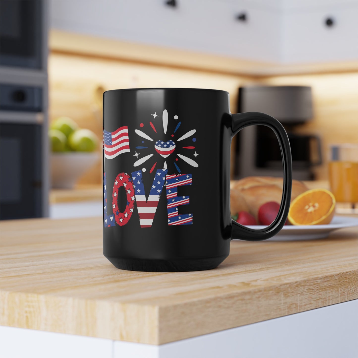 July 4, Patriotic Eagle - Black Mug (11oz, 15oz)